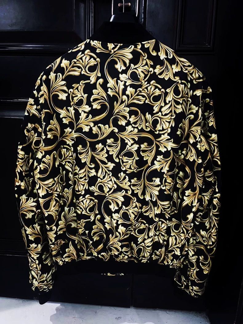 Versace Versace Jacket Black Gold Baroque Print Men's Bomber Jacke Size US XXL / EU 58 / 5 - 2 Thumbnail