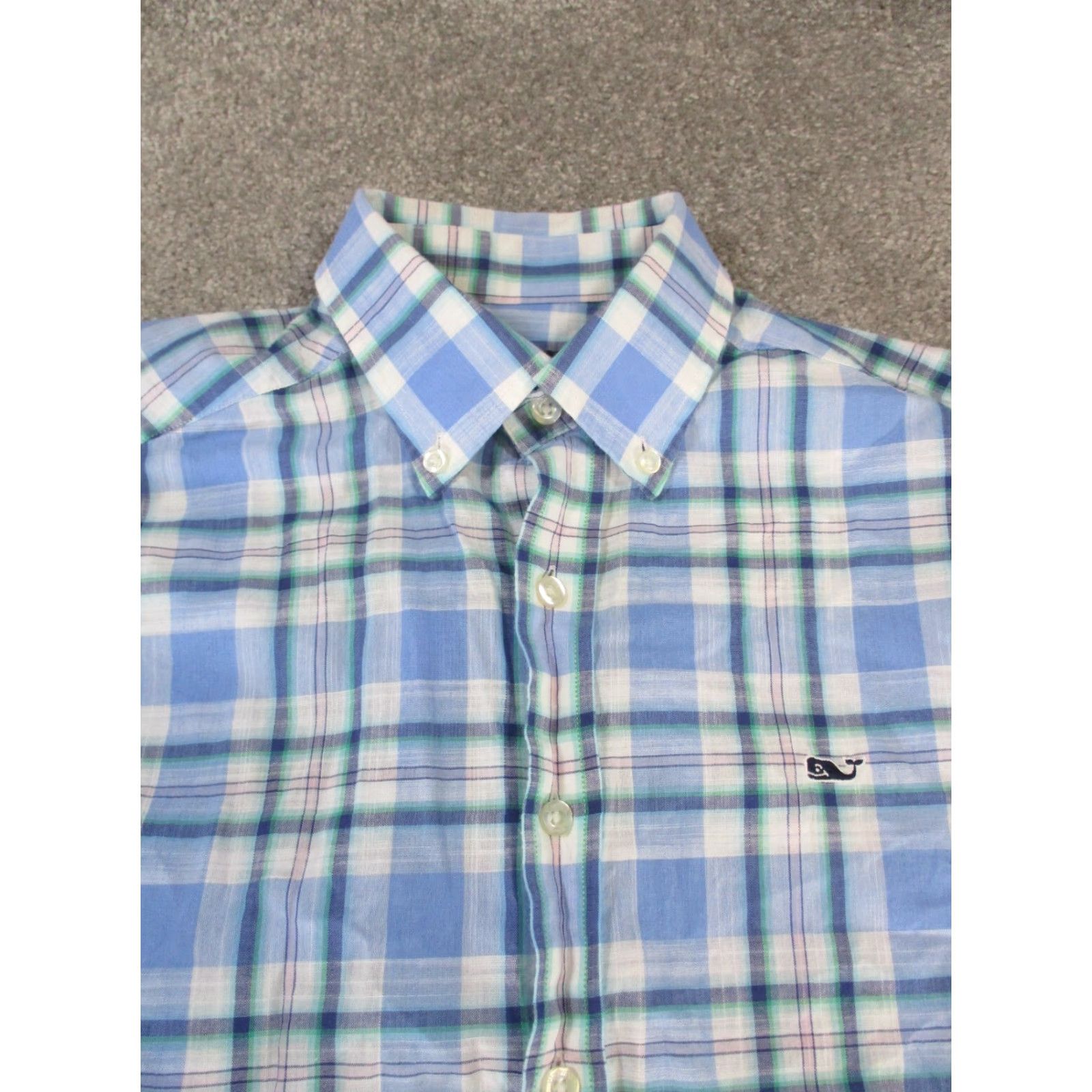 Vineyard Vines VINTAGE Vineyard Vines Whale Shirt Mens Small Plaid Button-Down Shirt Adult Small Blue White Cotton Slim Fit Mens Size US S / EU 44-46 / 1 - 2 Thumbnail