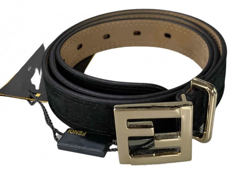 Fendi Fendi 🇮🇹 gold FF buckle black leather belt unisex 90 NEW Size 34 - 3 Thumbnail