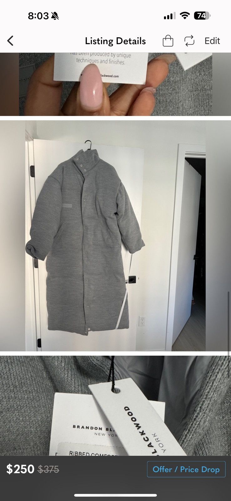 Brandon Blackwood NWT Never Worn RIBBED COMFORTER COAT Size US L / EU 52-54 / 3 - 3 Thumbnail