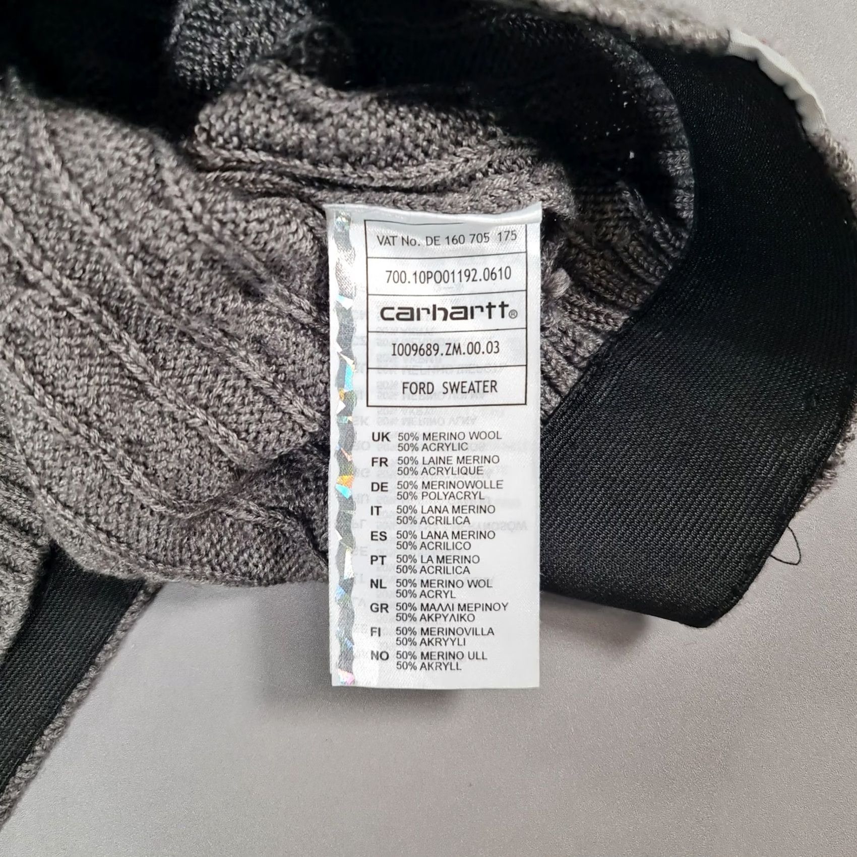 Carhartt Carhartt Mens Jumper Grey XL Cable Knit Wool Blend Pullover Size US XL / EU 56 / 4 - 6 Thumbnail