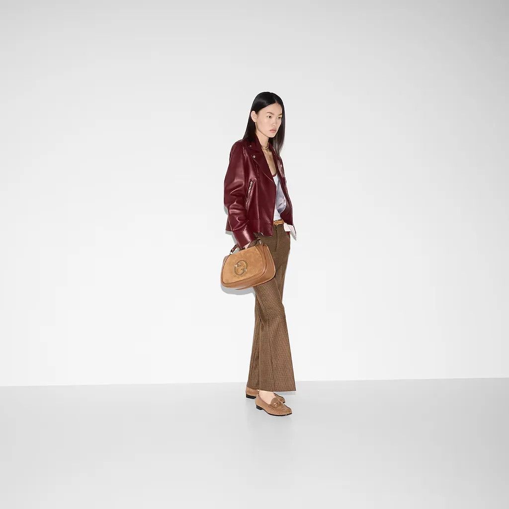 Gucci o1la5ras0526 Embroidered Houndstooth Wool Pants in Brown Size 28" / US 6 / IT 42 - 4 Thumbnail