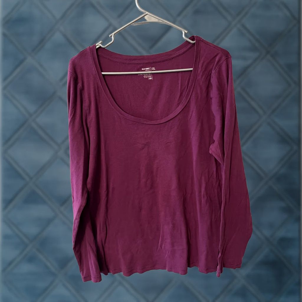 Old Navy VINTAGE Old Navy Womens Tee Long Sleeve T-Shirt Purple Round Neck Cap Sleeve 2XL Cotton Size XXL / US 16-18 / IT 52-54 - 1 Thumbnail