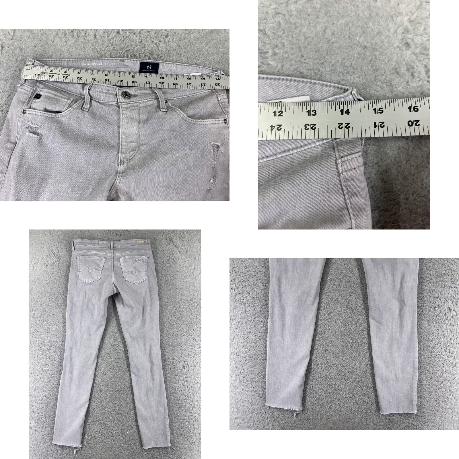Denime AG Adriano Goldschmied Jeans Womens 28 Gray Denim Straight Slim 5-Pocket Low Rise Inseam 28 Inseam Cotton Size 28" / US 6 / IT 42 - 9 Thumbnail