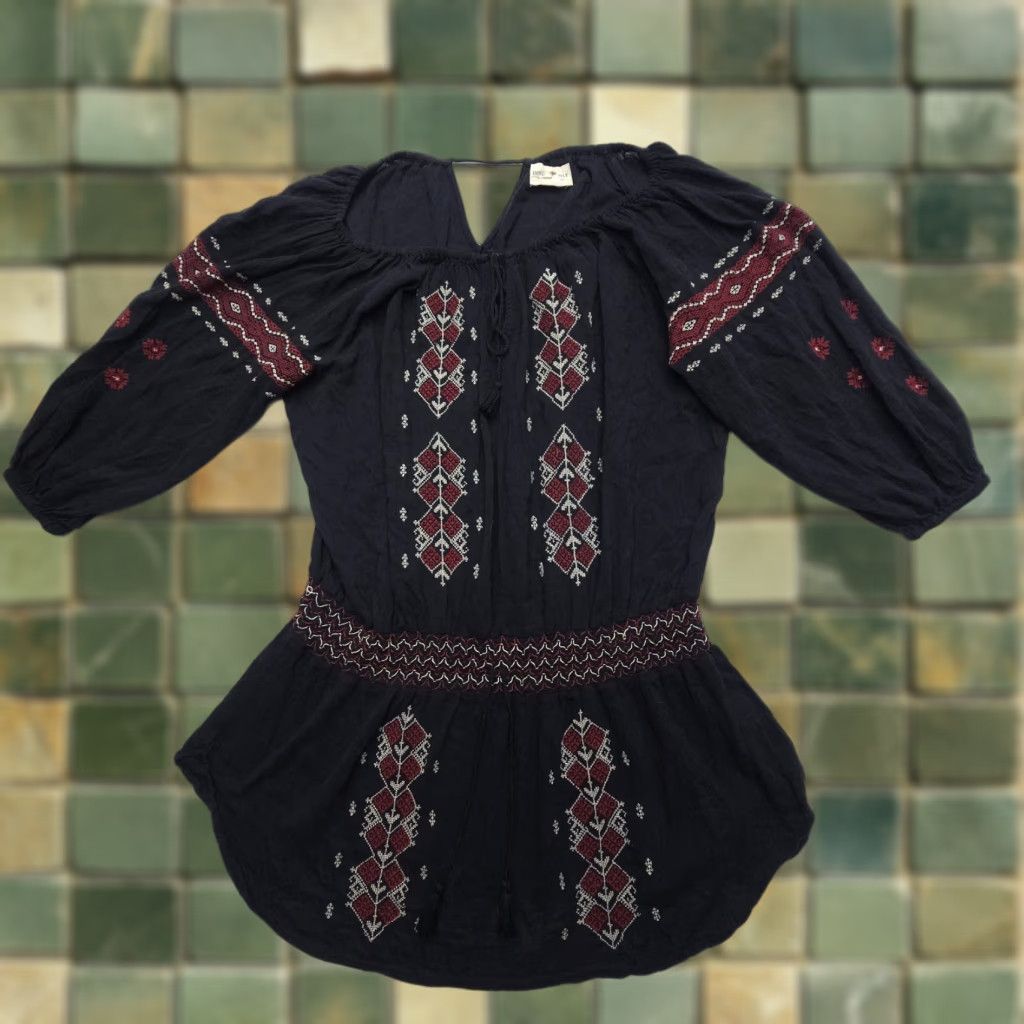 Denim & Supply Ralph Lauren Boho Peasant Tunic Blouse Size XL Multicolor 3/4 Sleeve Embroidered Womens