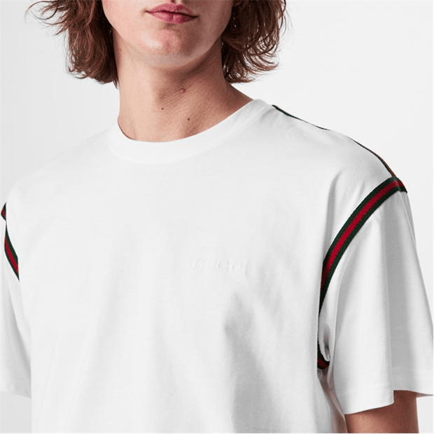 Gucci Gucci Web Pipe Logo-Embroidered T-Shirt Size US L / EU 52-54 / 3 - 5 Thumbnail