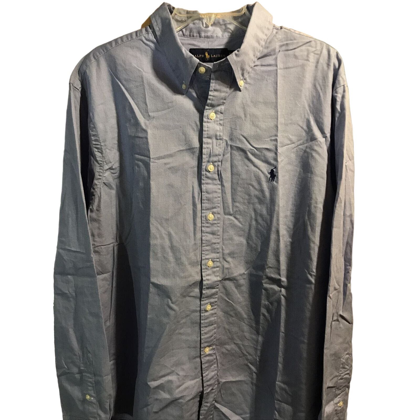 Ralph Lauren Ralph Lauren Vintage Men’s 18 46 Blue Check LS Cotton Shirt Size US XXL / EU 58 / 5 - 1 Thumbnail