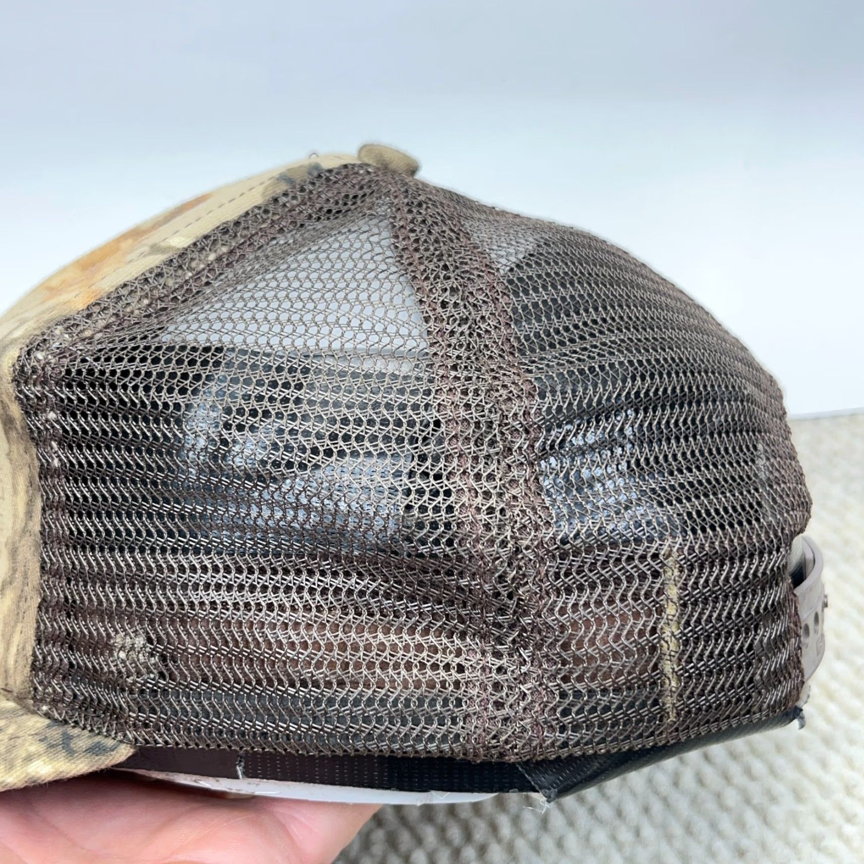 Vintage VINTAGE Sniper Camo Trucker Hat Cap Snap Back Made In USA Brown Camo Trucker Hat Vintage 90s Hunting Men's Adjustable Cap USA 80s 90s Outdoor Size ONE SIZE - 4 Thumbnail