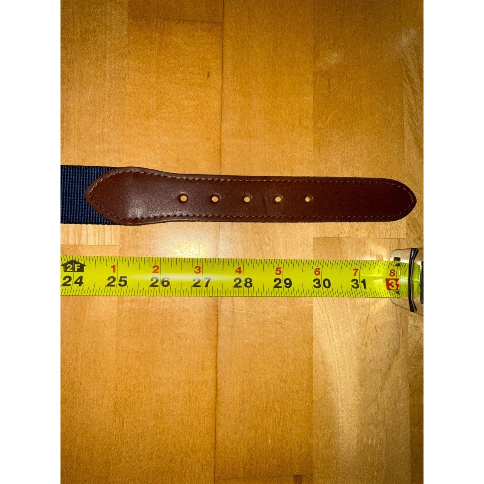 Other Thomas Bates Leather Tab Twill Surcingle Blue Trees Belt 28 Size 28 - 2 Thumbnail