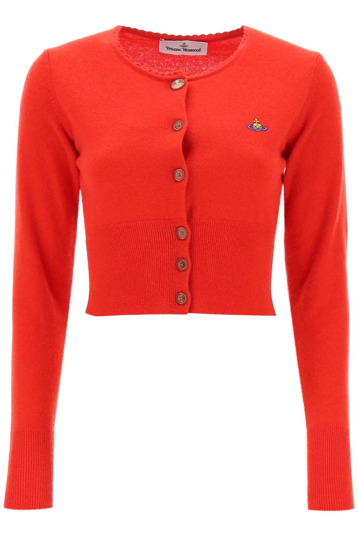 image of Vivienne Westwood Bea Cropped Cardigan in Red, Women's (Size XS)