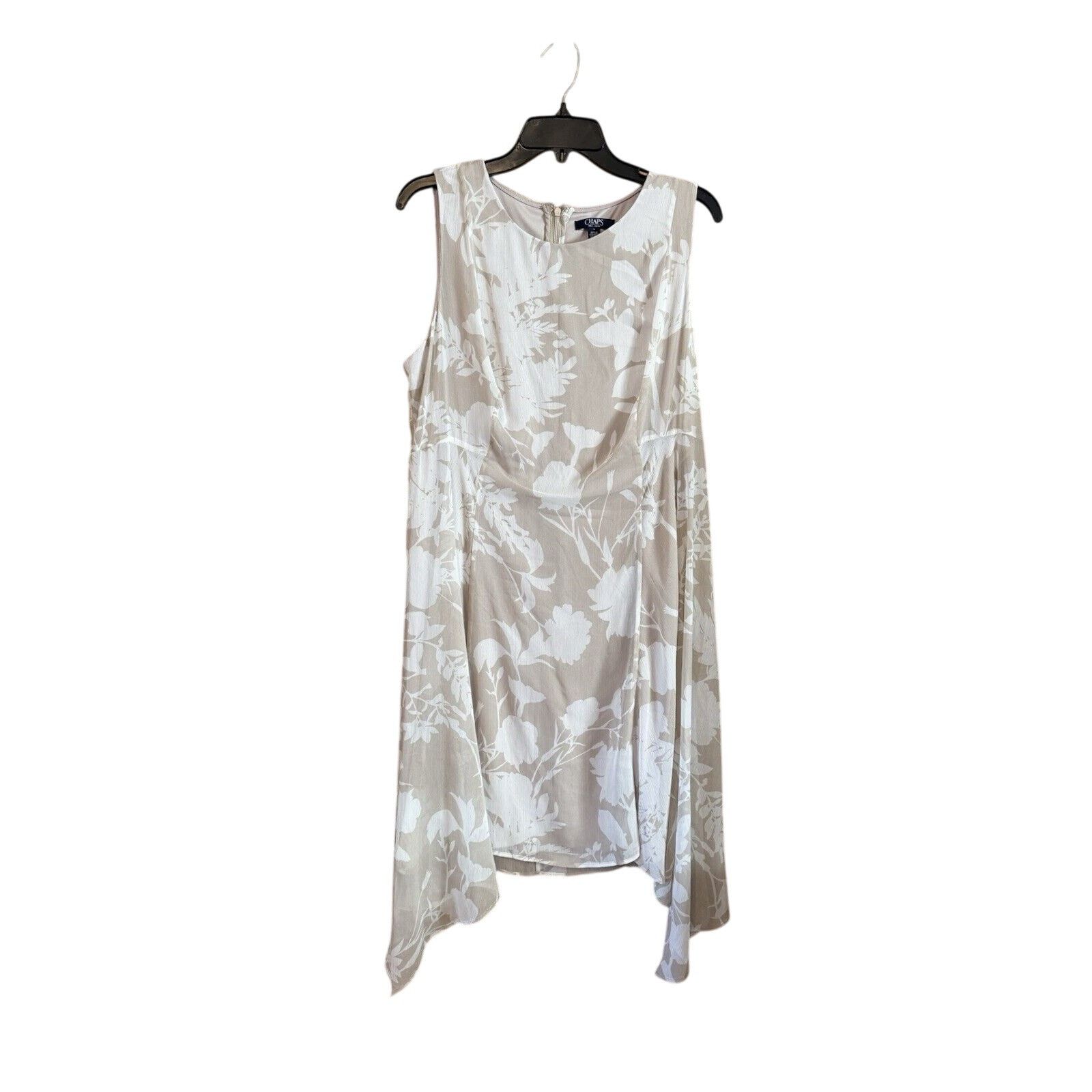 Chaps Chaps Khaki White High-Low Floral Dress Size XXL / US 16-18 / IT 52-54 - 1 Thumbnail