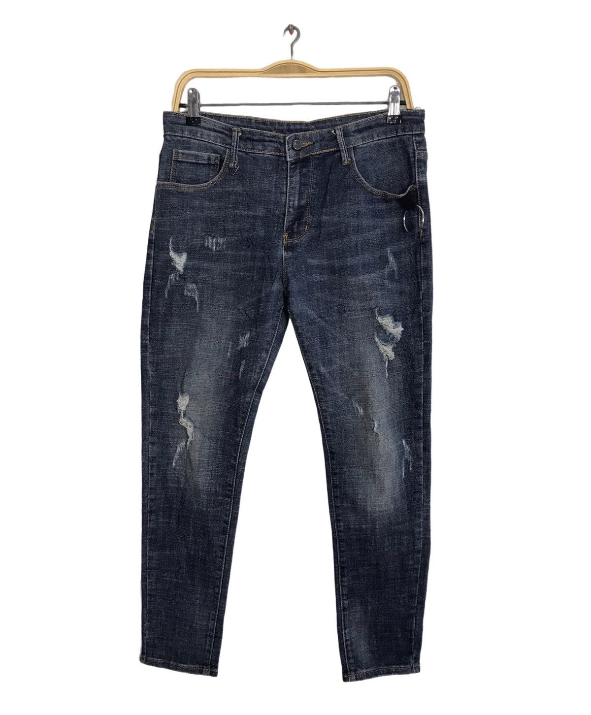 Vintage Oeo H5 Indigo Jeans Straight Cut Faded Distressed Design Size US 30 / EU 46 - 1 Thumbnail