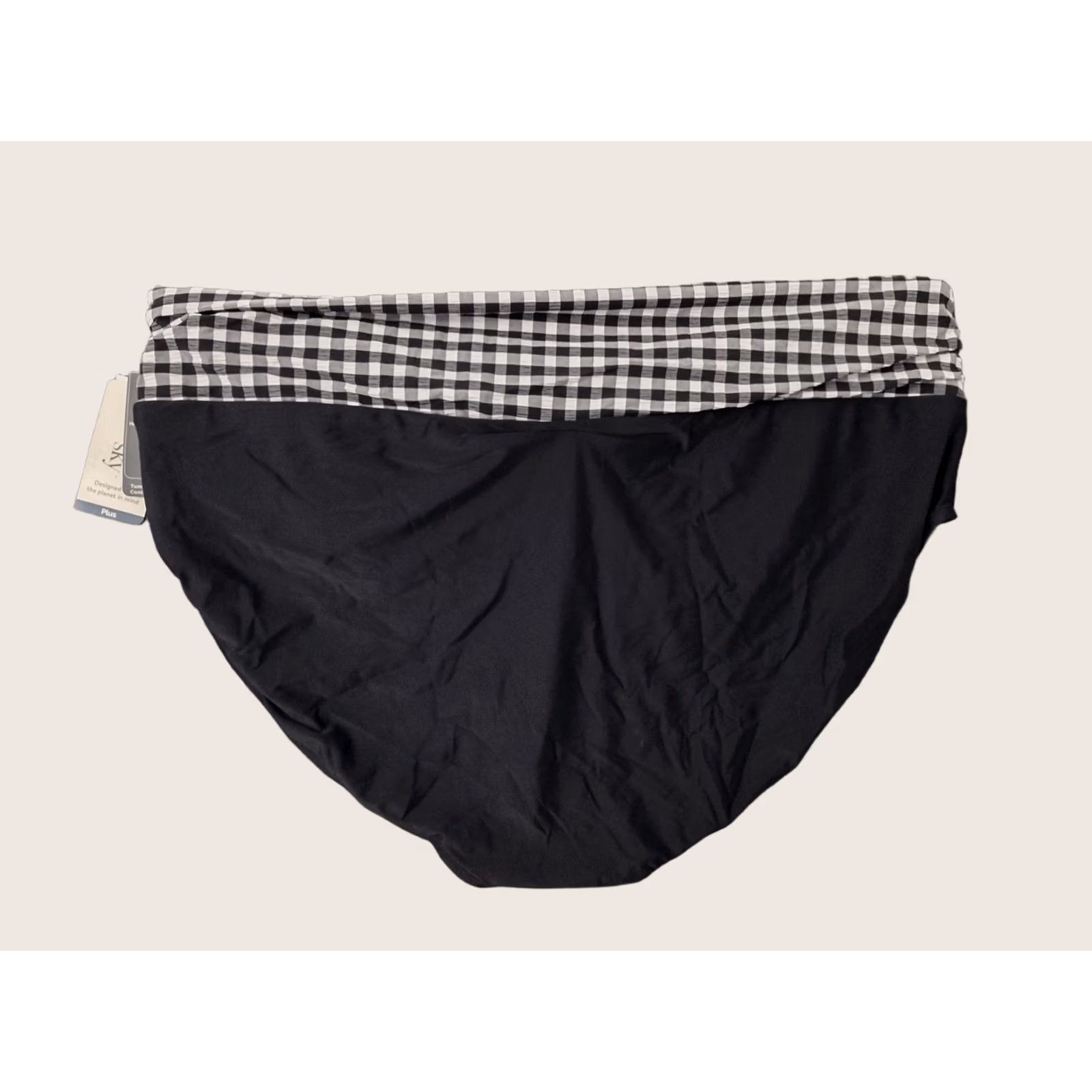 Vintage Terra & Sky Bottoms Women Black/Checkered High Waisted Twist 5X 32W-34W Beach Nylon Spandex Manche no? Size 40" / US 18 - 1 Thumbnail