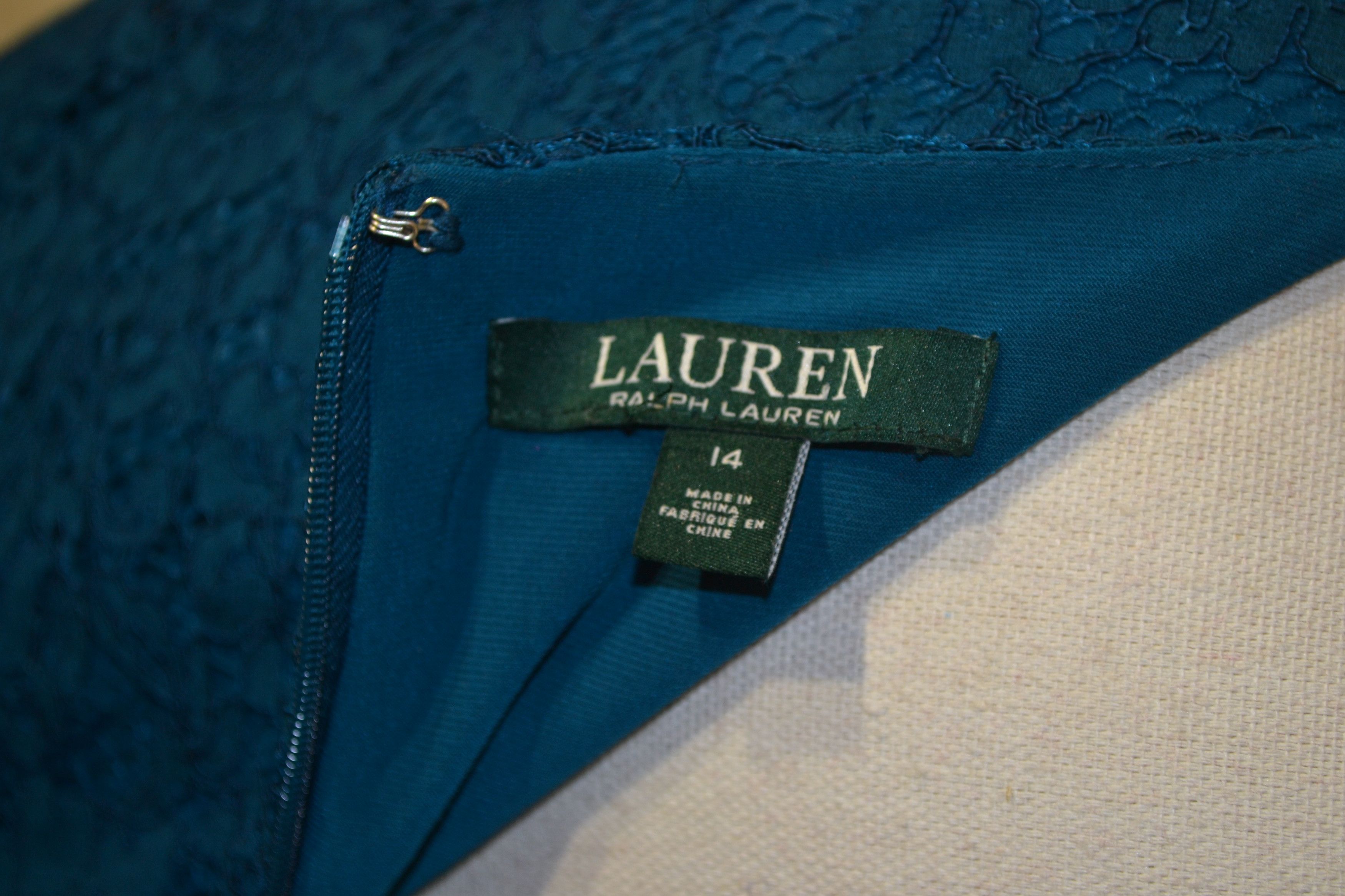 Lauren Ralph Lauren Ralph Lauren 2000s Teal Blue Lace Dress | XL | Evening Gown Size XL / US 12-14 / IT 48-50 - 6 Thumbnail