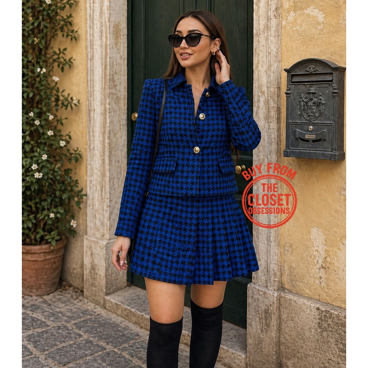 Zara ZARA Houndstooth Blazer + Skort Set NWT L Size L / US 10 / IT 46 - 3 Thumbnail