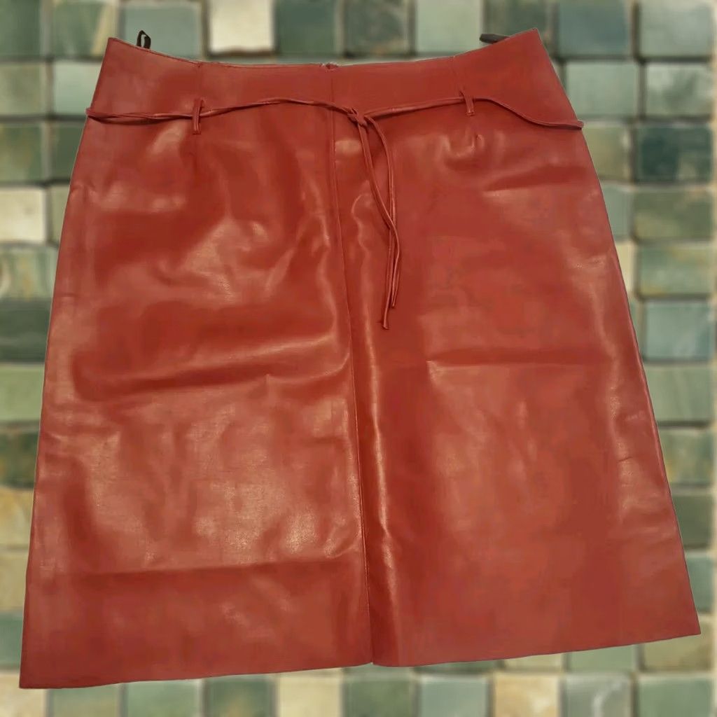 Vintage New title: Vintage Accomplice Red Knee Length Vegan Leather Skirt Junior Sz 11 Business - Style Size 32" / US 10 / IT 46 - 1 Thumbnail