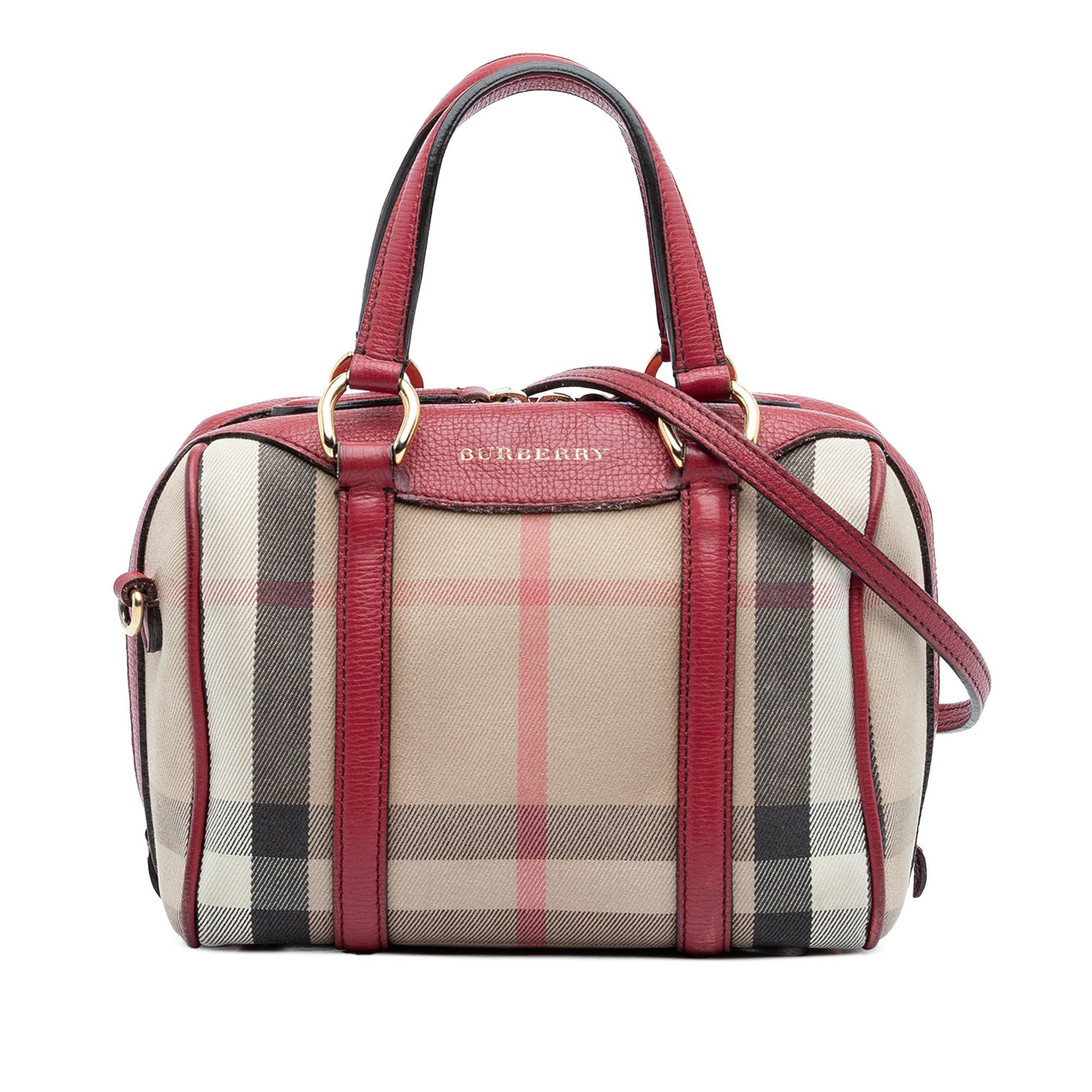 Burberry Small House Check Canvas Alchester Bowling Bag Size ONE SIZE - 1 Thumbnail