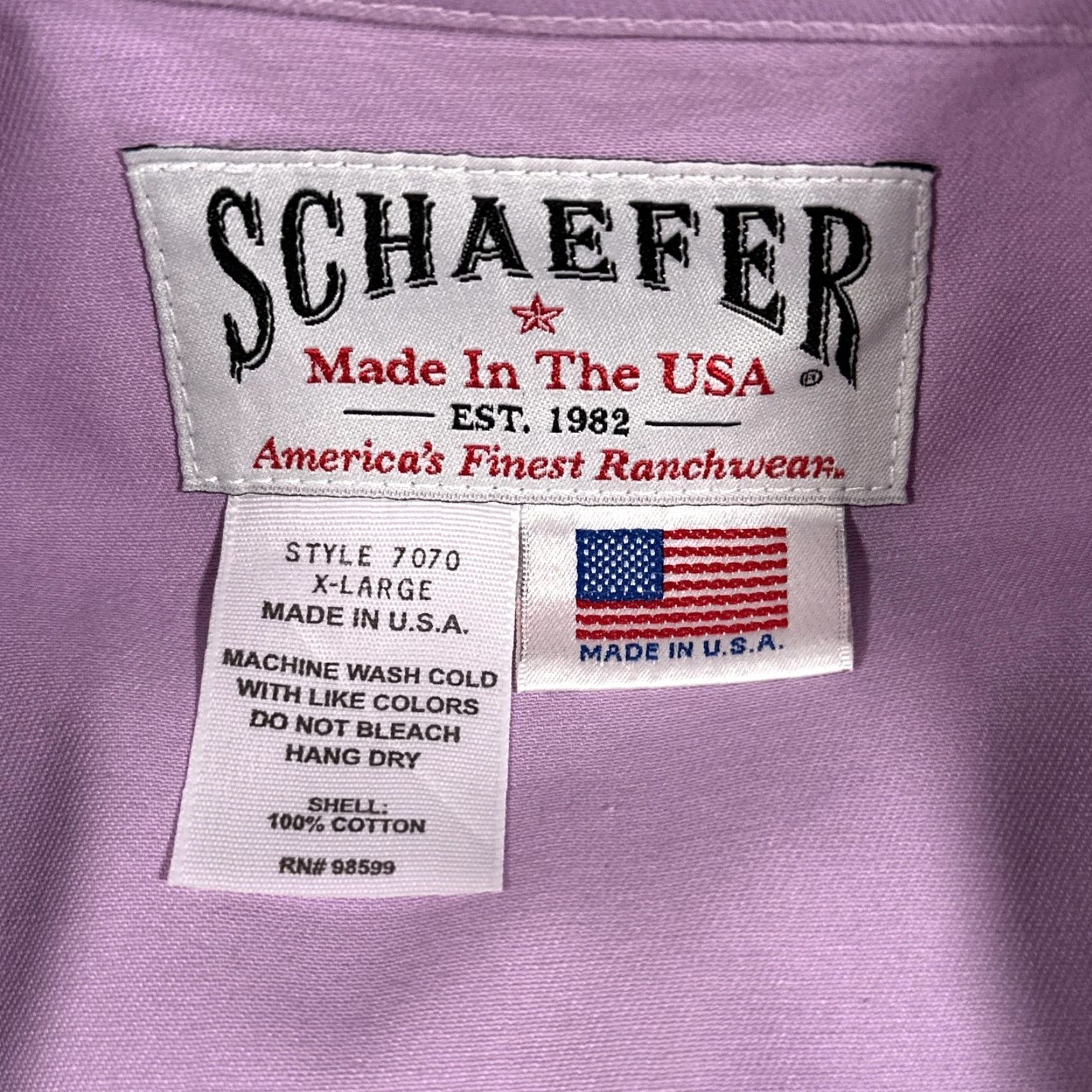 Vintage Schaefer Shirt Mens Extra Large Purple Western Button-Down Cowboy USA Brushpopper Size US XL / EU 56 / 4 - 3 Thumbnail