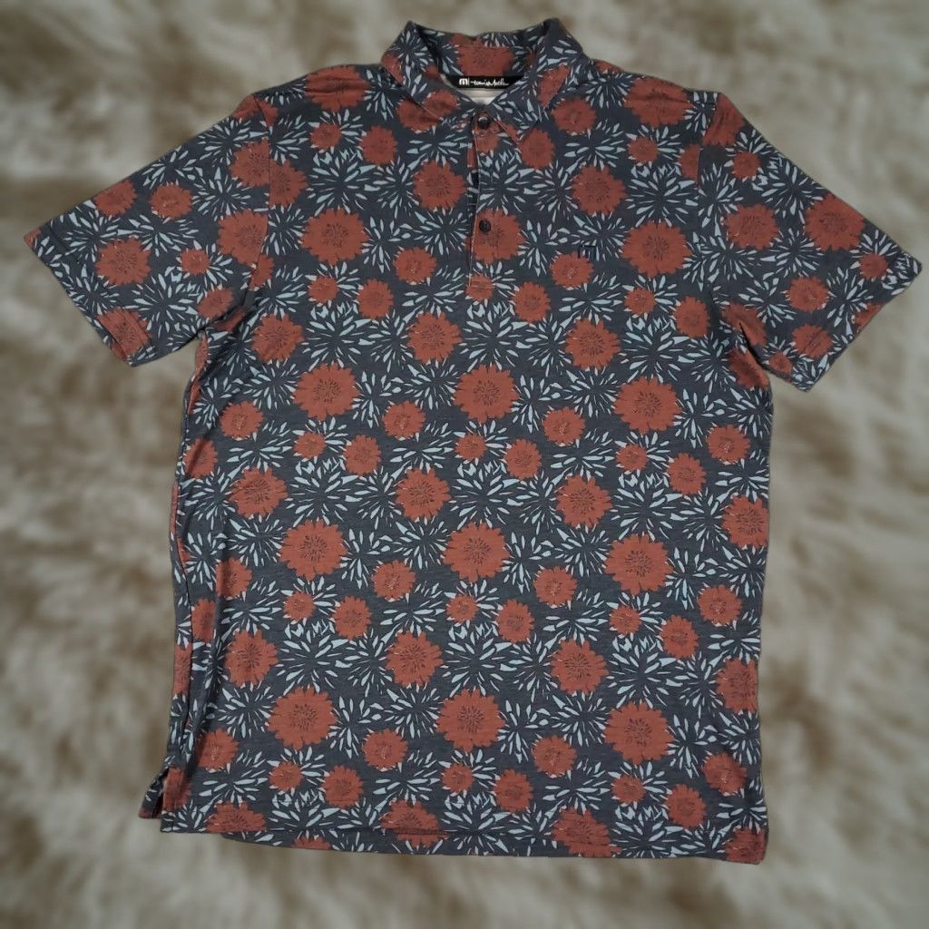 TravisMathew Travis Mathew Polo Shirt Mens Large Blue Floral Golf Casual Short Sleeve Polo Size US L / EU 52-54 / 3 - 1 Thumbnail