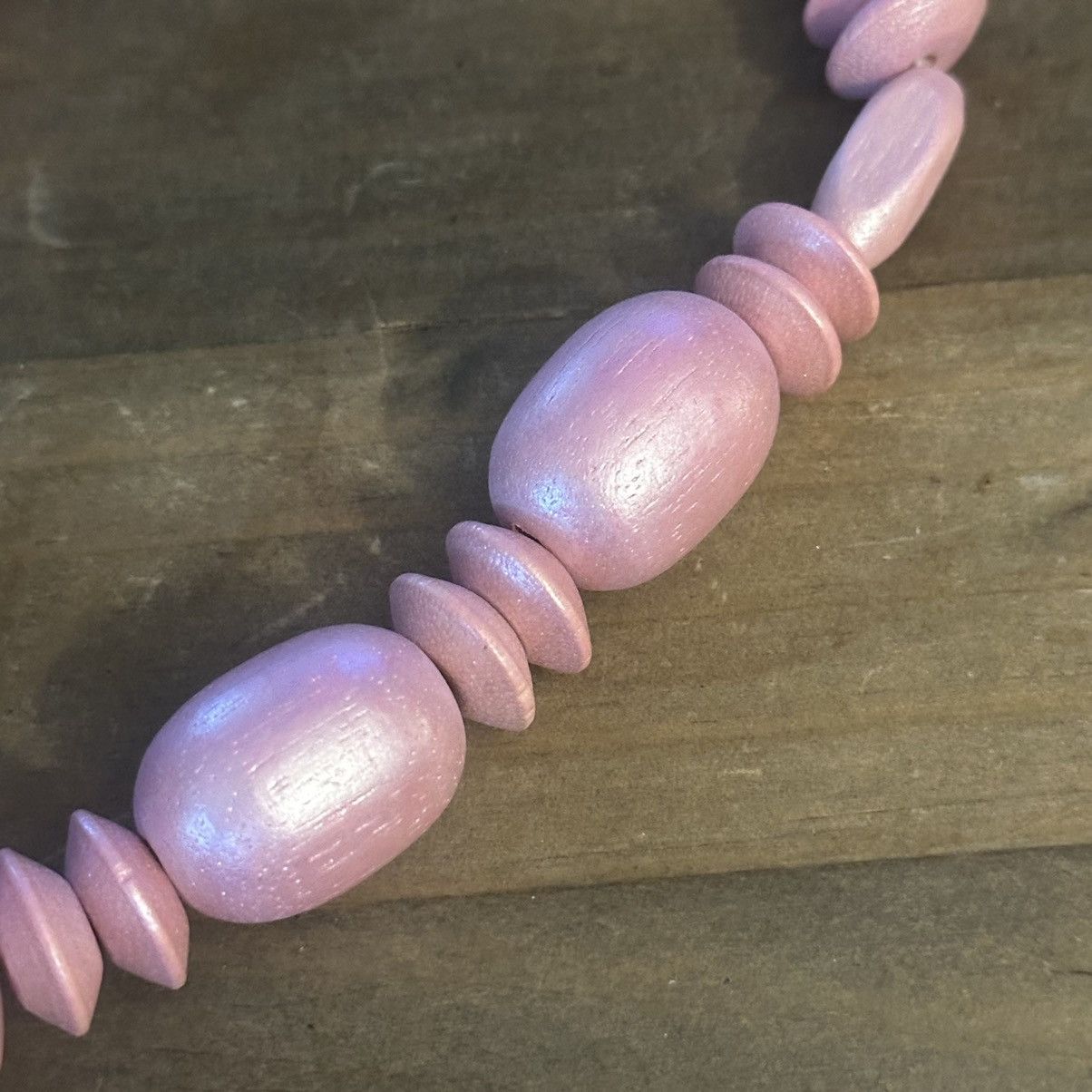 Vintage Vintage chunky pink wooden bead necklace Size ONE SIZE - 4 Thumbnail
