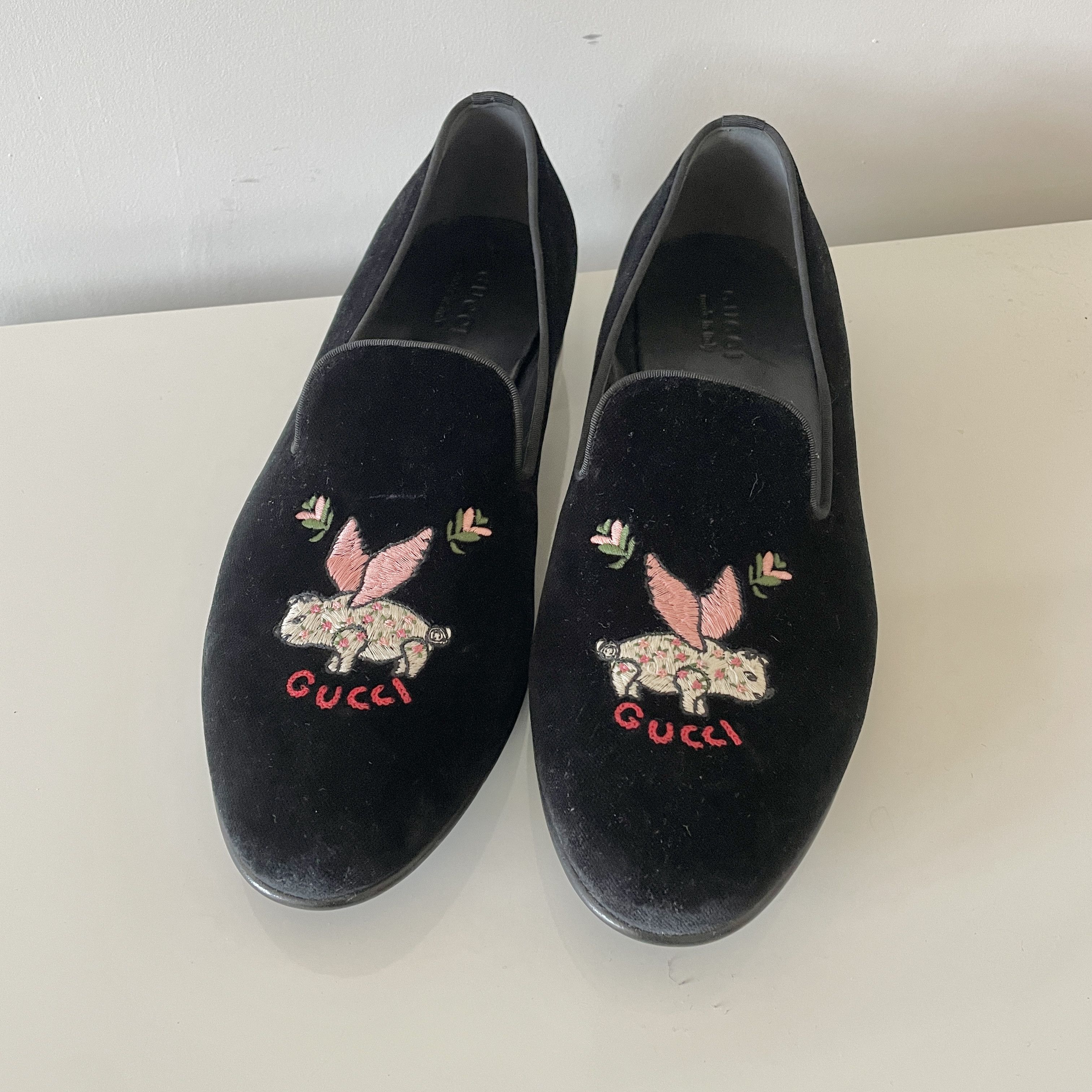 Gucci Gucci Runway Logo Flying Pig Velvet Leather Loafer Size US 11.5 / EU 44-45 - 4 Thumbnail
