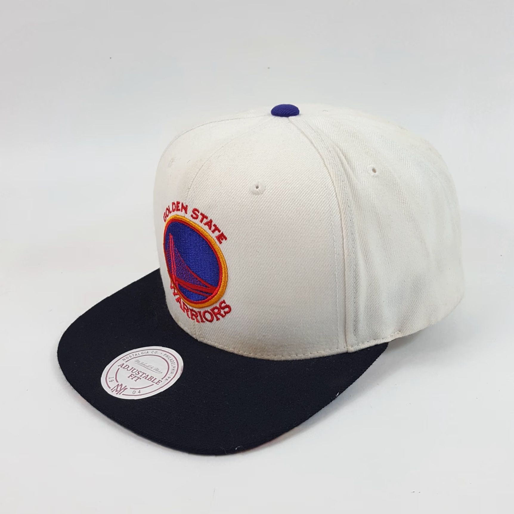 Mitchell & Ness VINTAGE Mitchell & Ness Golden State Warriors Wool Snapback Baseball Cap Hat - White, One Size, 90s Retro Logo, Adjustable, Men’s Baseball Cap Size ONE SIZE - 4 Thumbnail