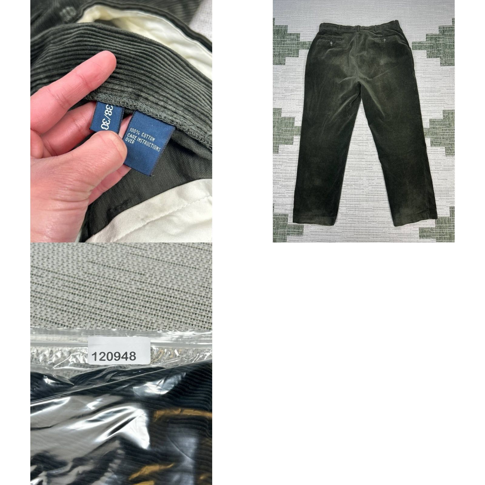 Polo Ralph Lauren VINTAGE Polo Ralph Lauren Chino Pants Mens 38x30 Green Corduroy Cotton Casual Size US M / EU 48-50 / 2 - 8 Thumbnail