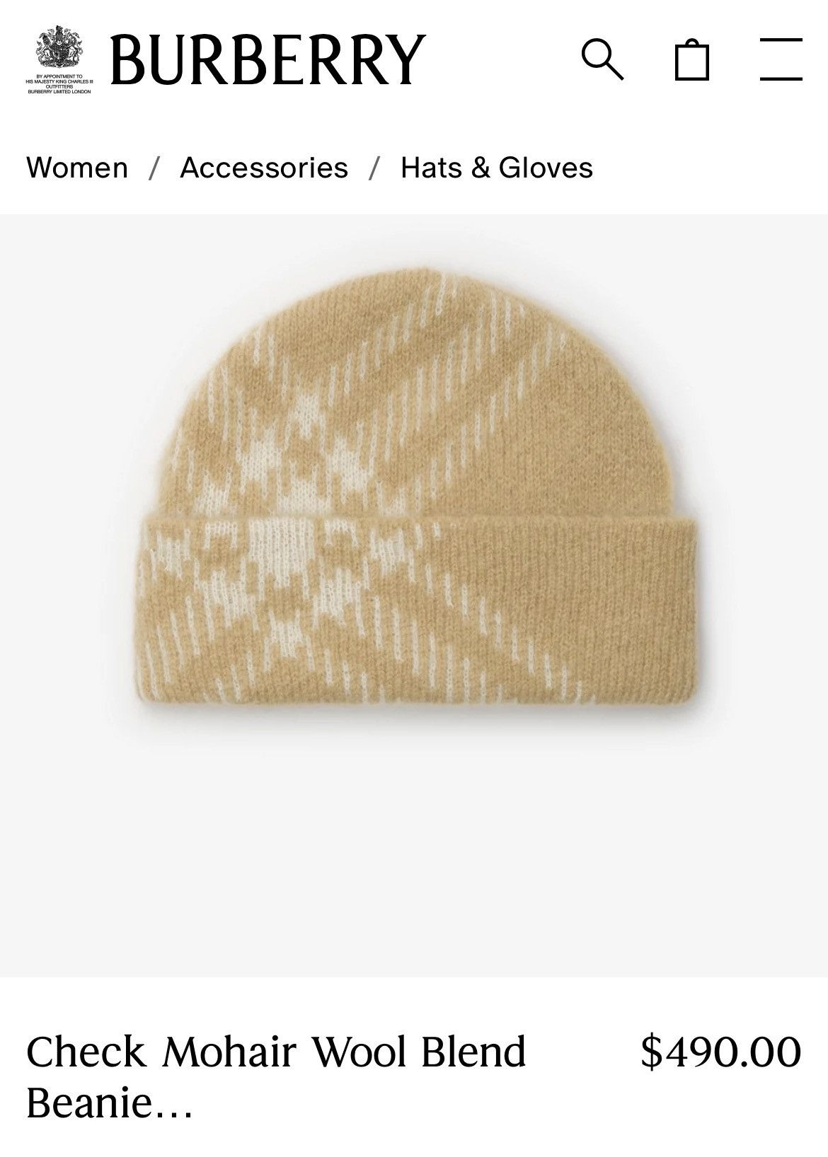 Burberry Burberry Mohair Check Beanie Size ONE SIZE - 5 Thumbnail