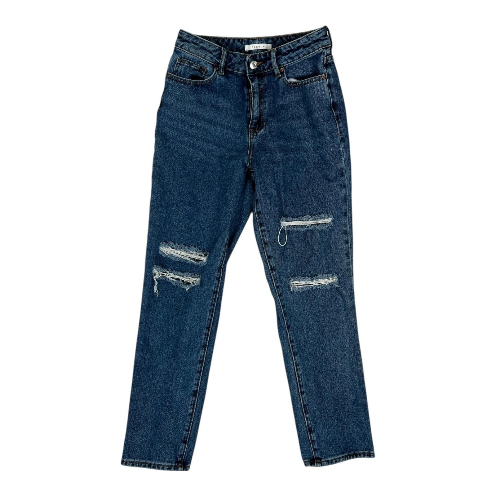 Pacsun PacSun Jeans Women's 25 Blue Mom Jean Distressed Knees High Size 25" / US 0 / IT 36 - 1 Thumbnail