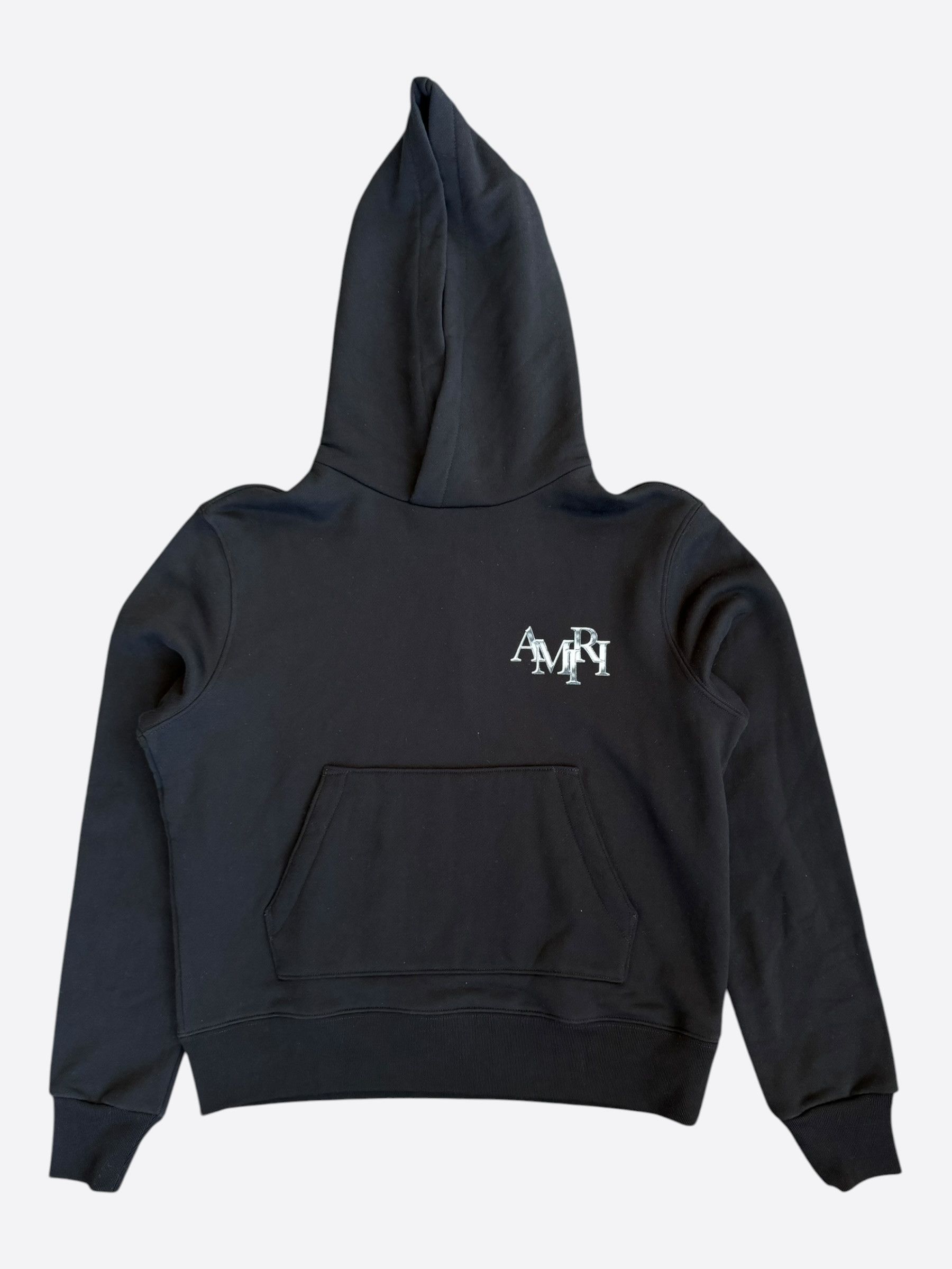 Amiri Amiri Black & Chrome Staggered Logo Hoodie Size US XS / EU 42 / 0 - 1 Thumbnail