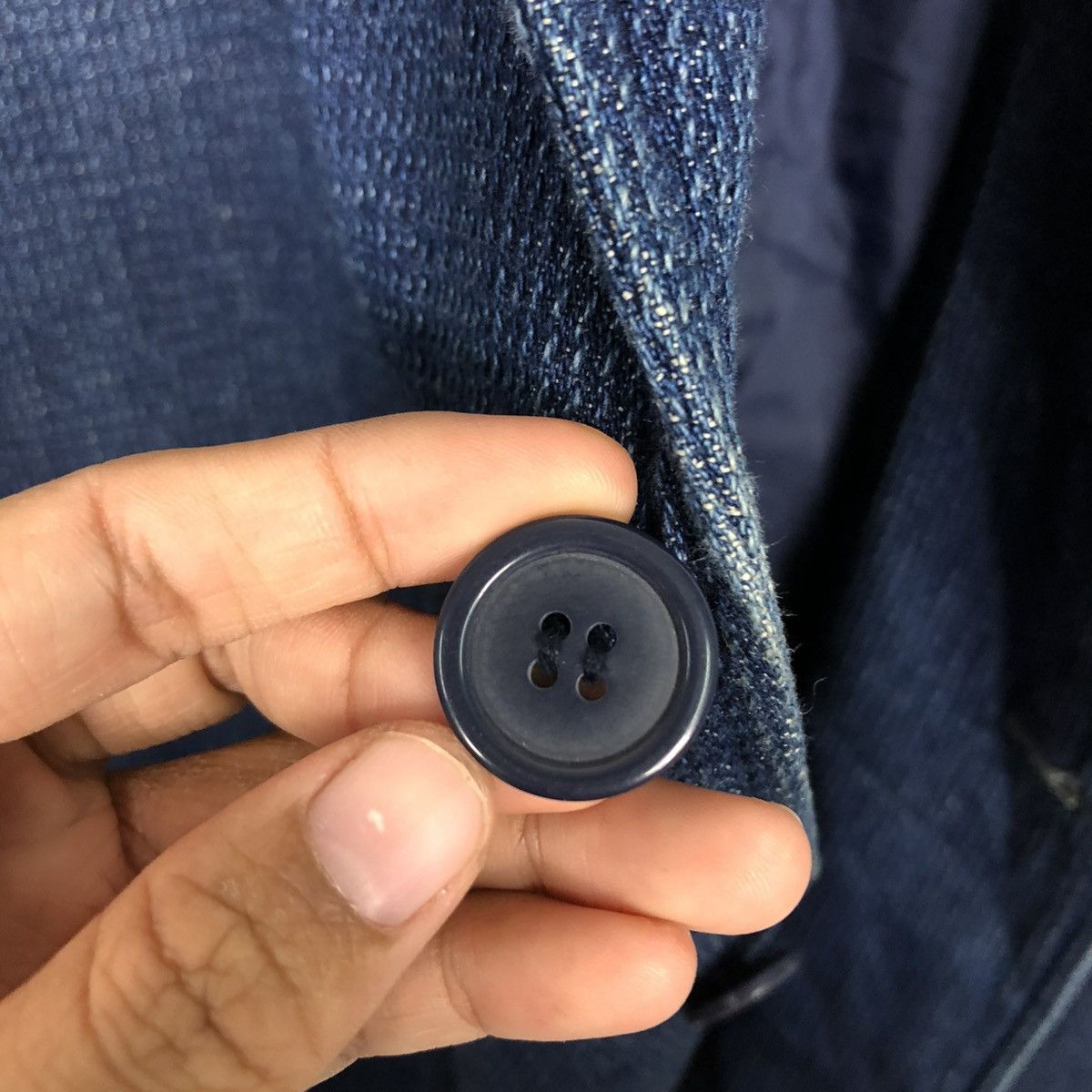 Indigo 🔥VINTAGE DENIM WORKER JACKET INDIGO VIVRECLUB ISSEY MIYAKE Size US L / EU 52-54 / 3 - 18 Thumbnail