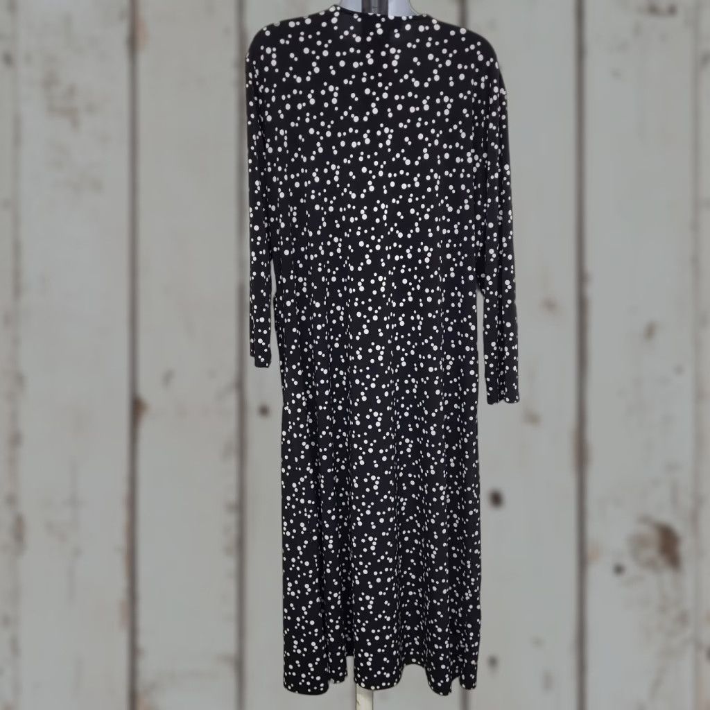 Vintage Liz Lange Maternity Wrap Dress Women's XXL Midi 3/4 Sleeve Polka Dot Black Dress (Wrap) Size XXL / US 16-18 / IT 52-54 - 1 Thumbnail