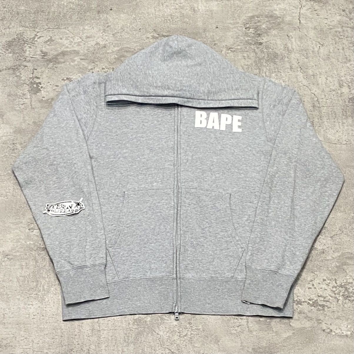 Bape Back Big Logo Gray Hoodie