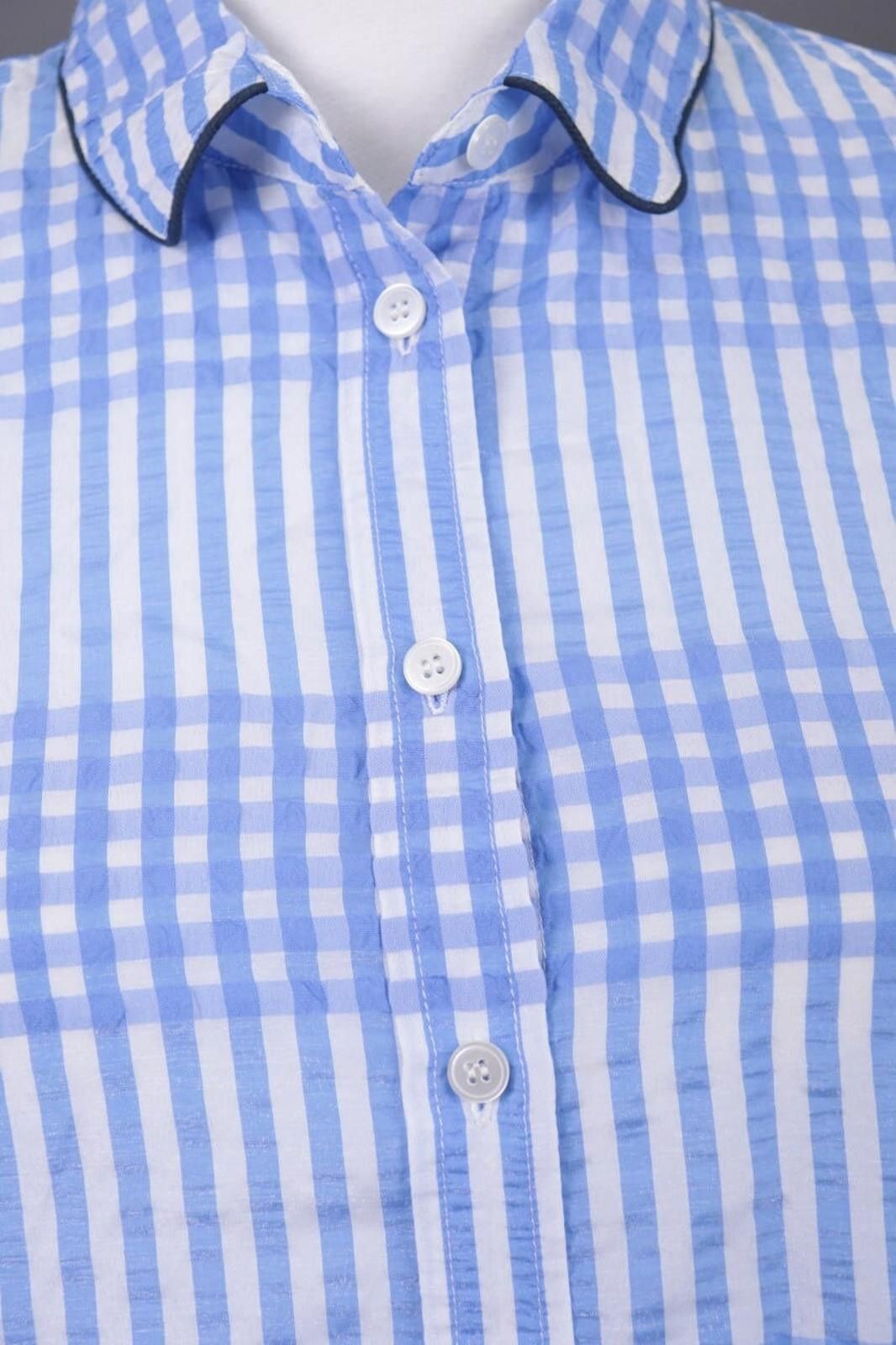 Gianni Valentino GANNI Blue Check Button Down Blouse Shirt Size 36 Size M / US 6-8 / IT 42-44 - 5 Thumbnail