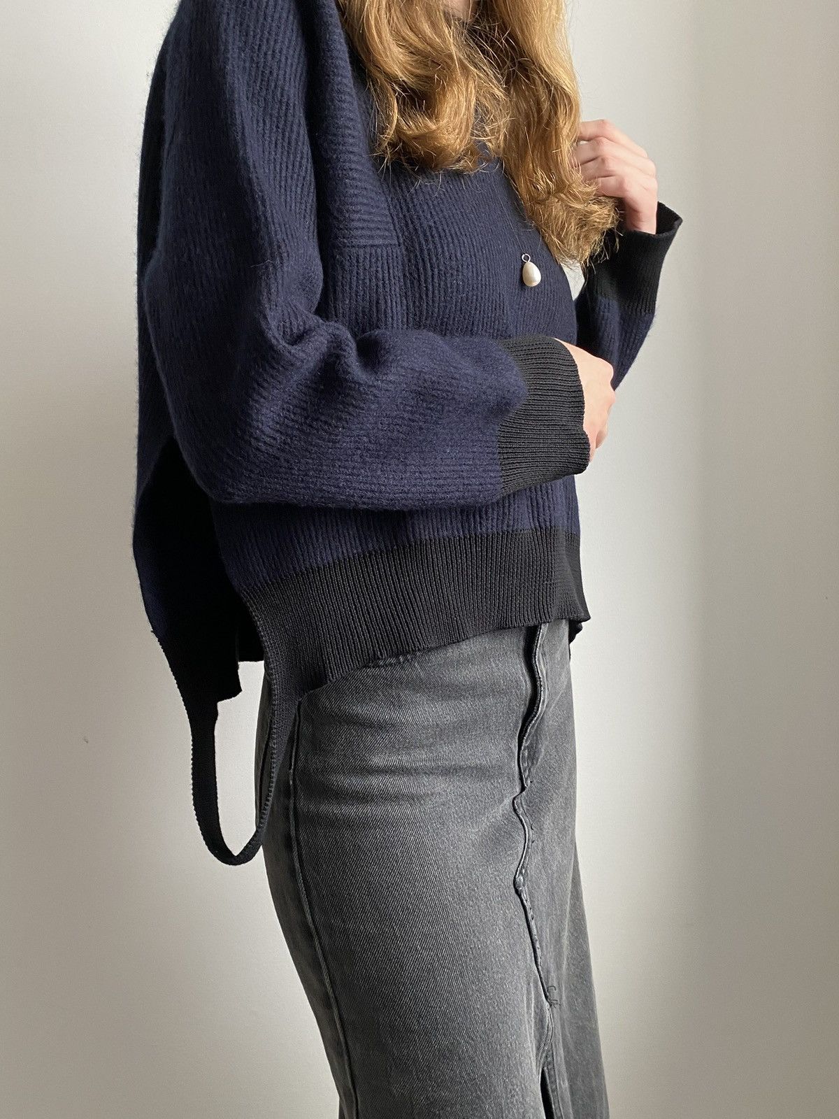 Helmut Lang HELMUT LANG WOMEN NAVY BLUE SWEATER COTTON WOOL SIZE S Size S / US 4 / IT 40 - 15 Thumbnail