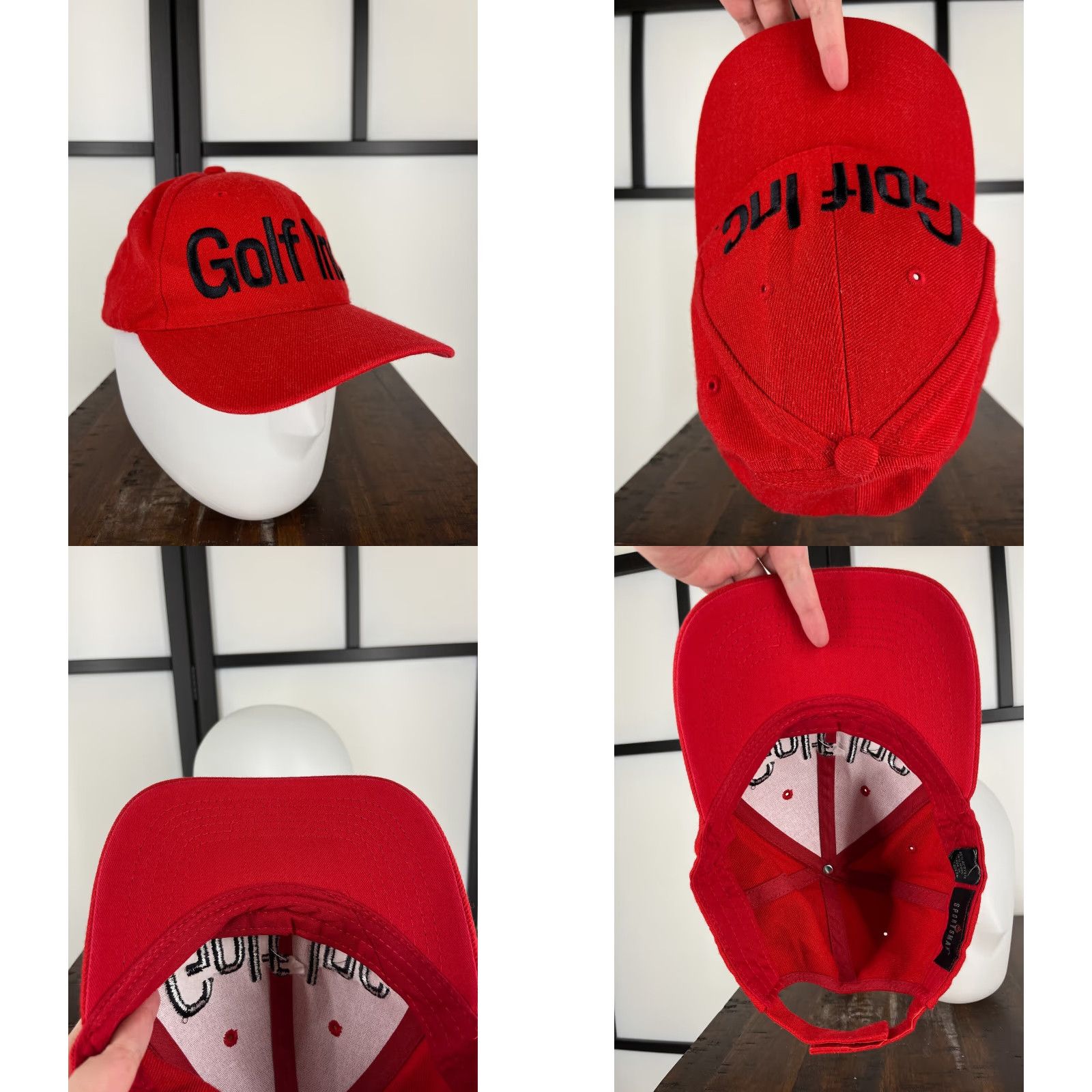 Vintage Sportsman Golf Hat Cap Adjustable Wool Blend Red - Hat, Cap, Logo, Outdoor, Men's, One Size, Adult Mens Size ONE SIZE - 8 Thumbnail