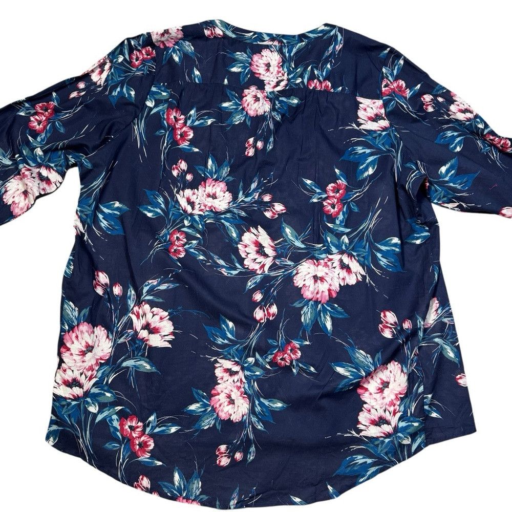 Other New Roaman's Blue Floral Long Roll -Up Sleeve Cotton Big Sh Size 4XL / US 24-26 - 3 Thumbnail