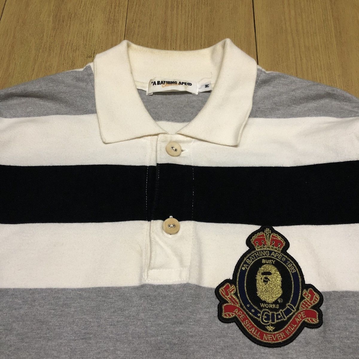 Bape A Bathing Ape Bape Crest Striped Polo Rugby Longsleeve Size US M / EU 48-50 / 2 - 5 Thumbnail