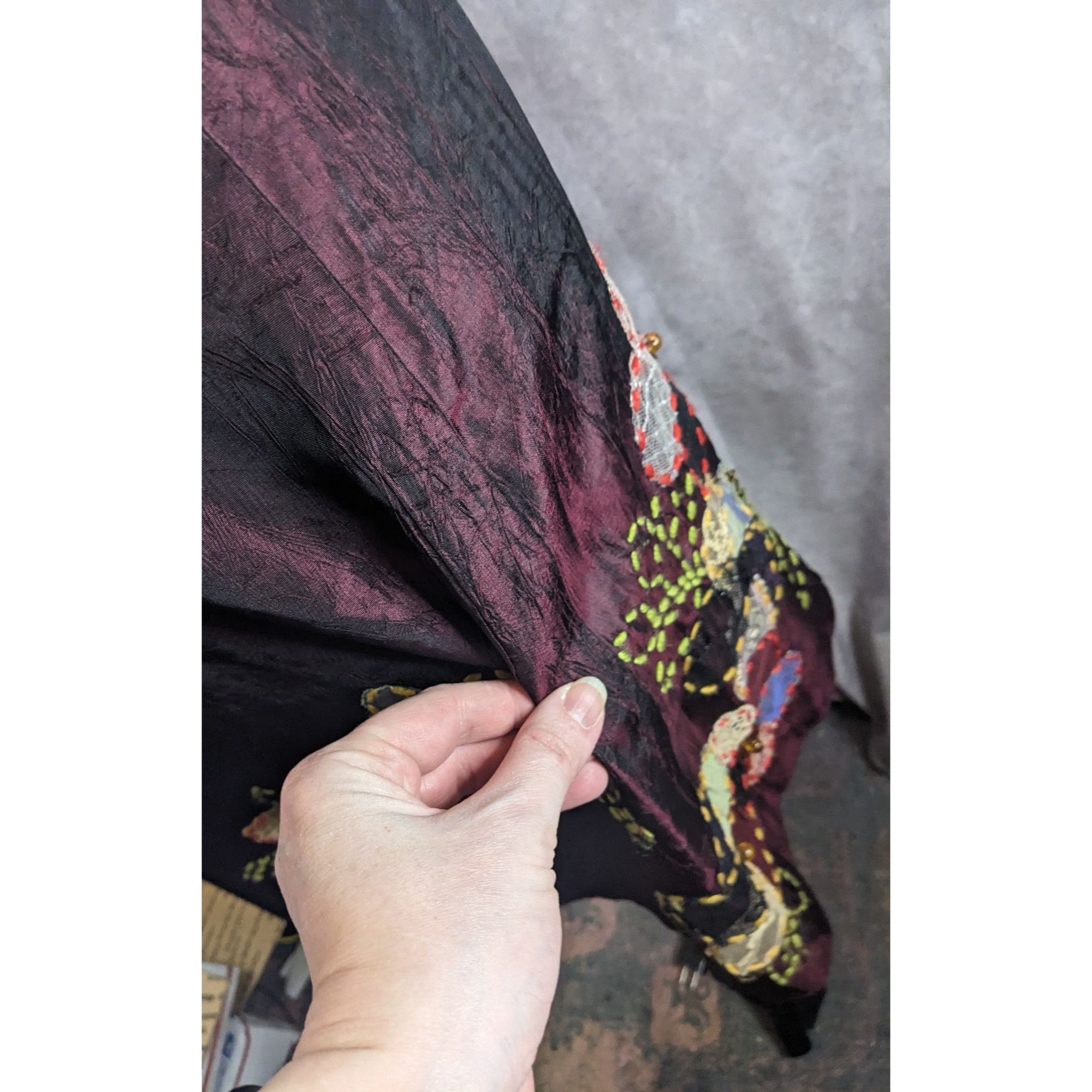 Other Cranberry Raw Silk Formal Dress With Embroidered Floral Acce Size S / US 4 / IT 40 - 6 Thumbnail