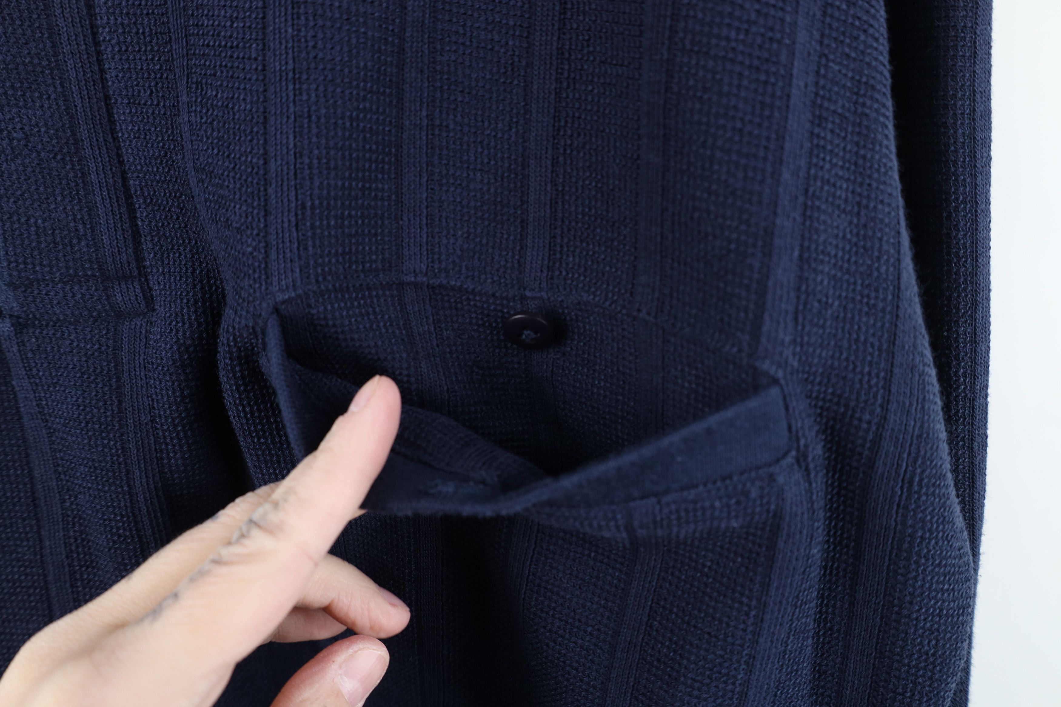 Vintage Vintage 90s Streetwear Waffle Knit Long Sleeve Polo Blue Size US L / EU 52-54 / 3 - 4 Thumbnail