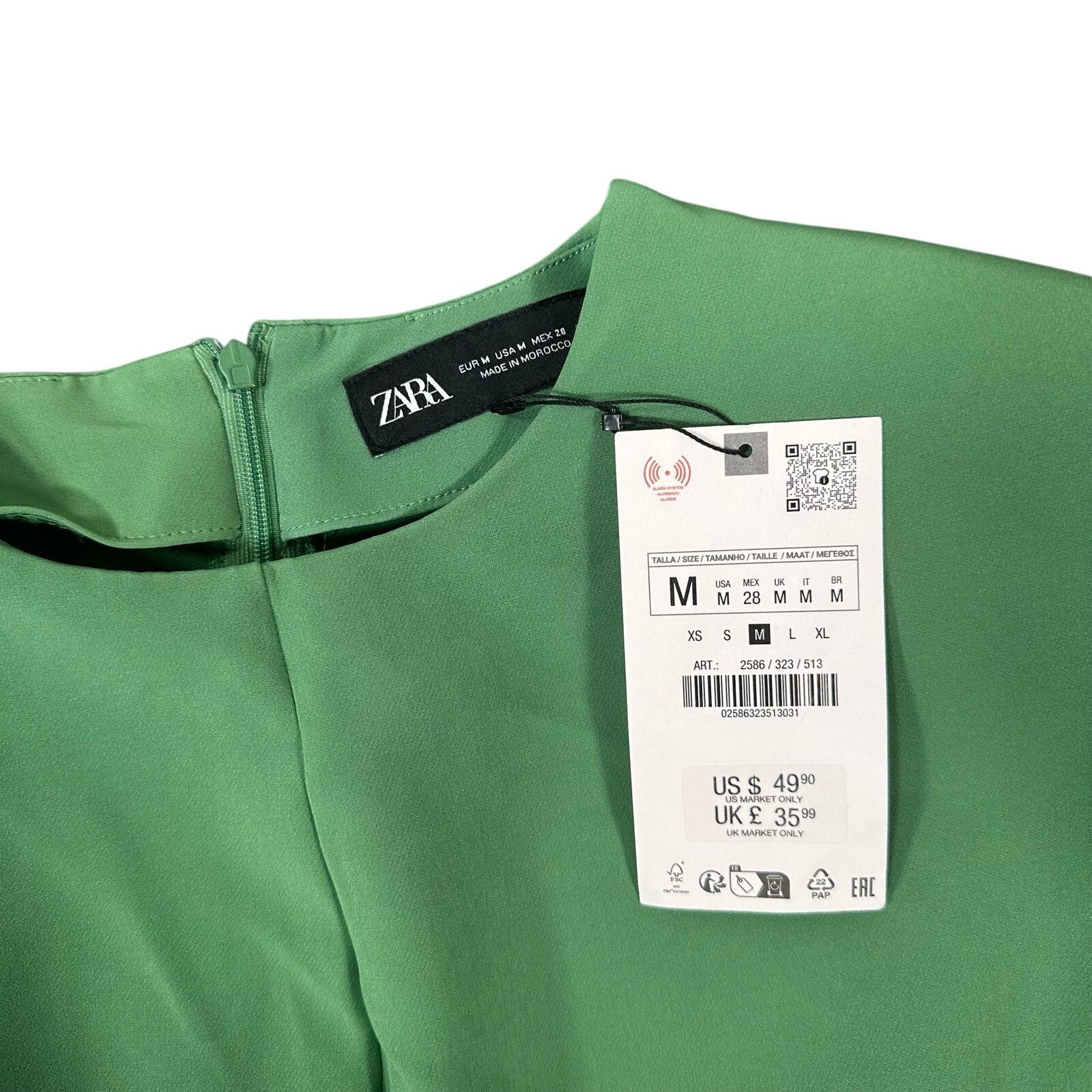 Zara Zara Crepe Mini Dress with Shoulder Pads Green Size M Size M / US 6-8 / IT 42-44 - 6 Thumbnail