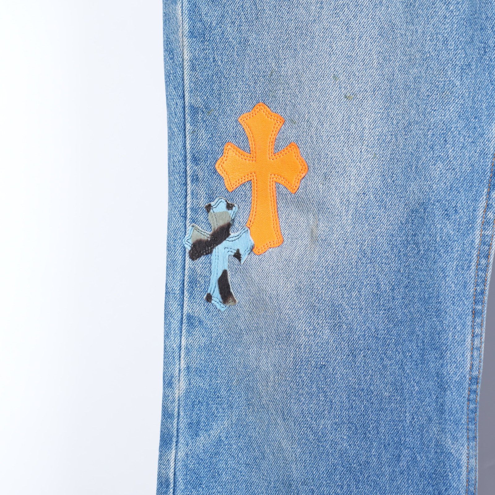 Chrome Hearts CHROME HEARTS ST BARTH'S ORANGE BLUE CHEETAH PATCH LEVI Size US 33 - 4 Thumbnail