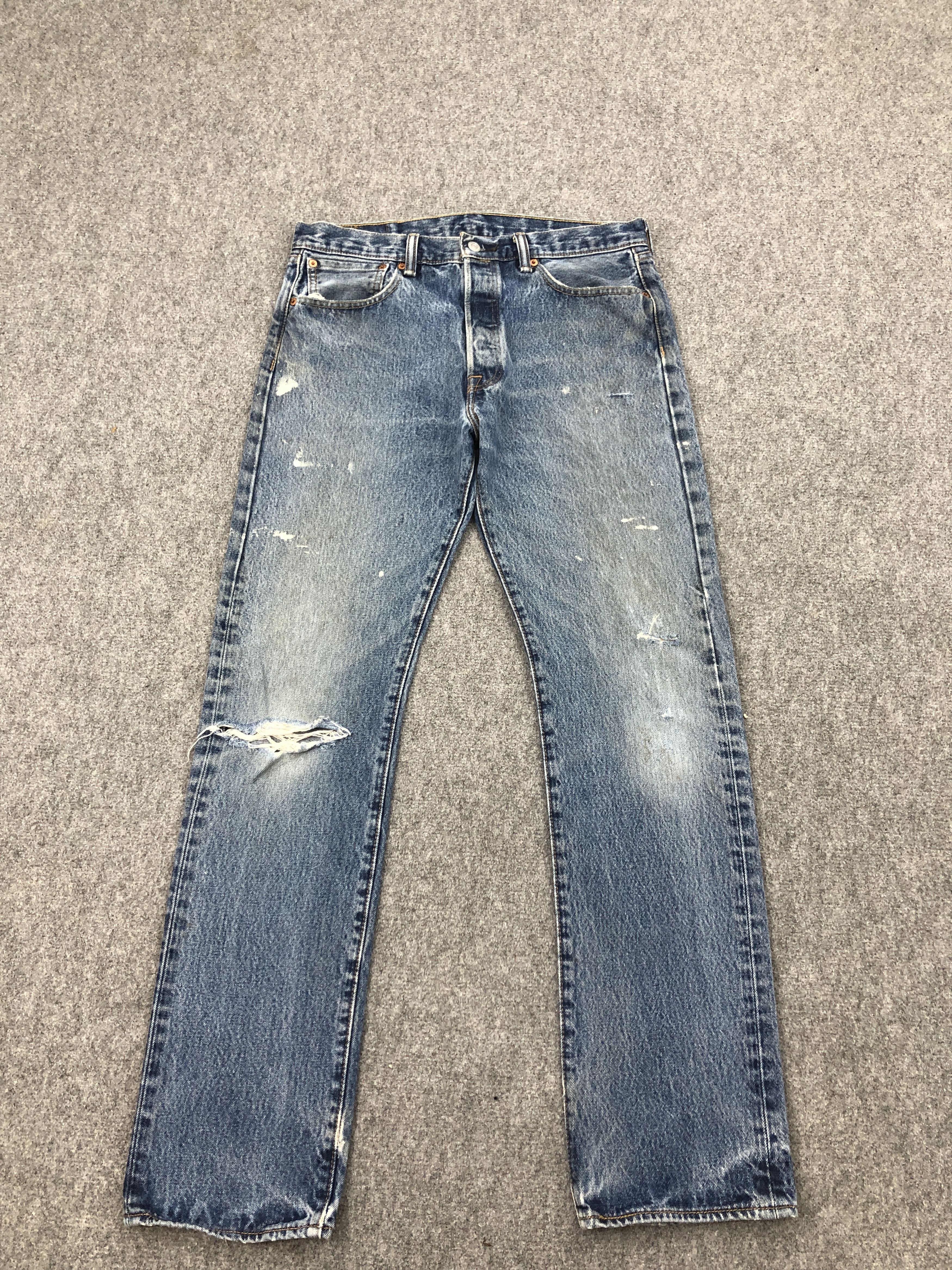 Distressed Vintage Levi's 501 Blue Jeans