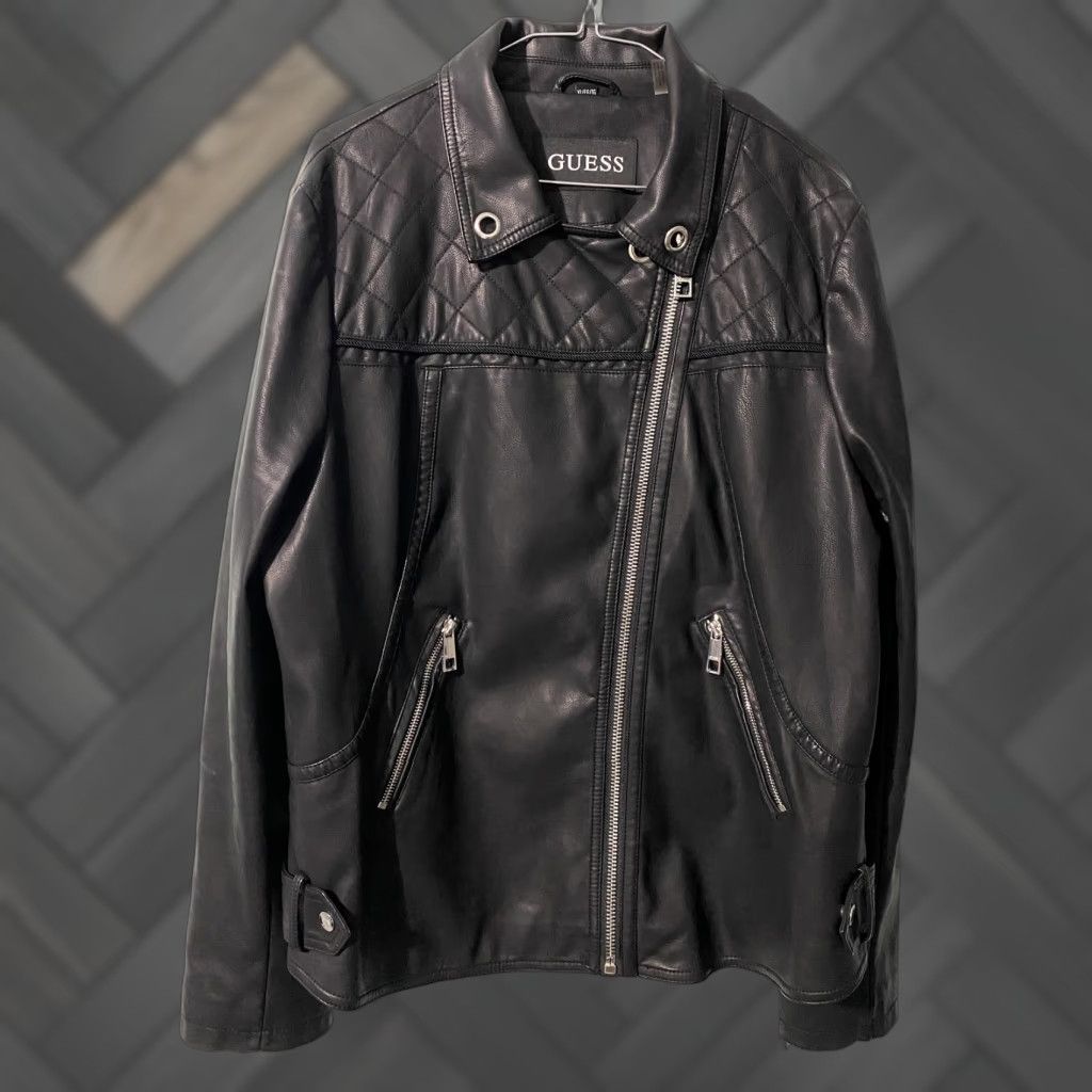 Guess Guess Jacket XL Womens Black Faux Leather Quilted Moto Biker Asymmetrical Zipper Size XL / US 12-14 / IT 48-50 - 1 Thumbnail