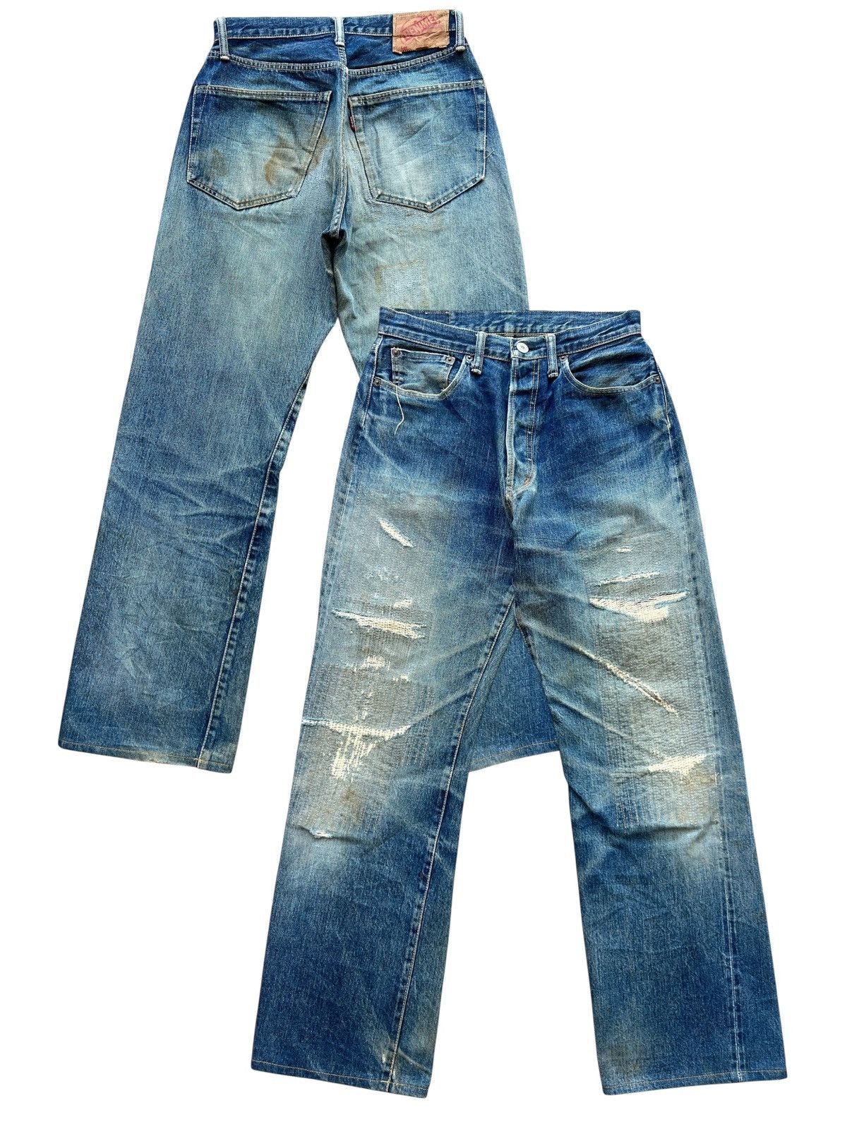 Denime Japan Selvedge Repaired Distressed Denim Jeans 28x30