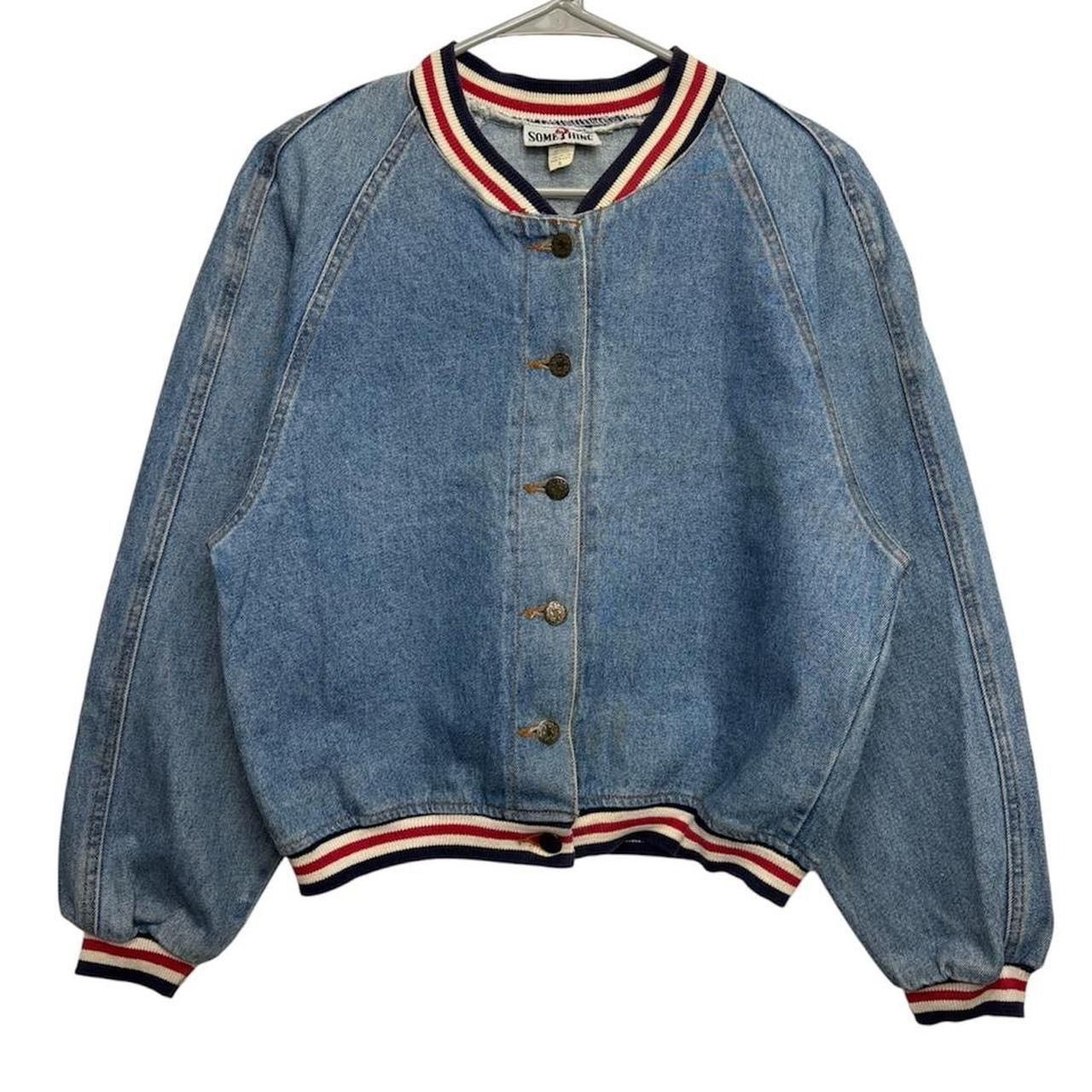 Vintage Vintage 70s Something? Americana Sleeve Denim Bomber Jacket Size US S / EU 44-46 / 1 - 1 Thumbnail