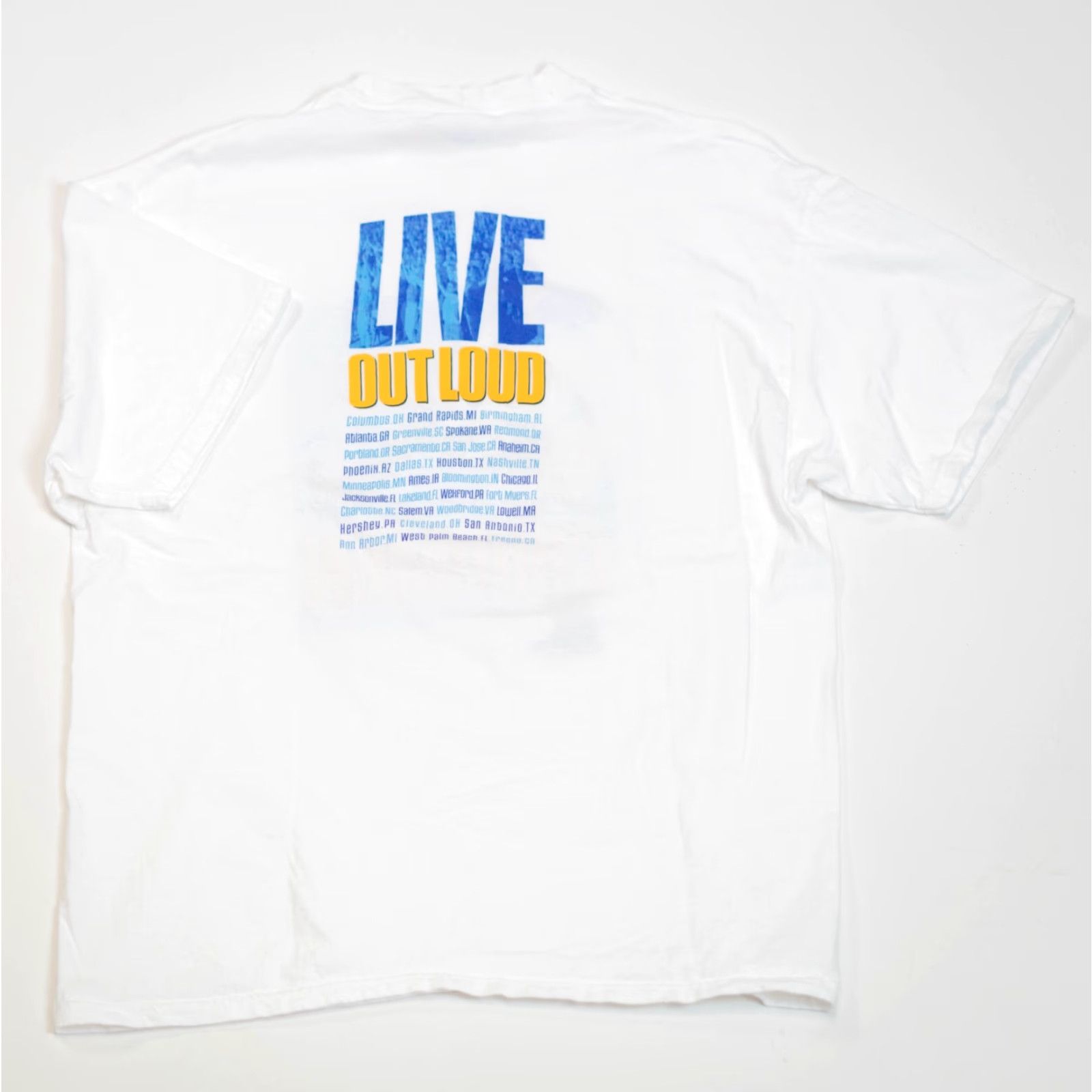 Hanes VINTAGE Hanes Shirt XL Live Out Loud Band Tour Tee 23x29 White 80s 90s Music Punk Mens Size US XL / EU 56 / 4 - 3 Thumbnail