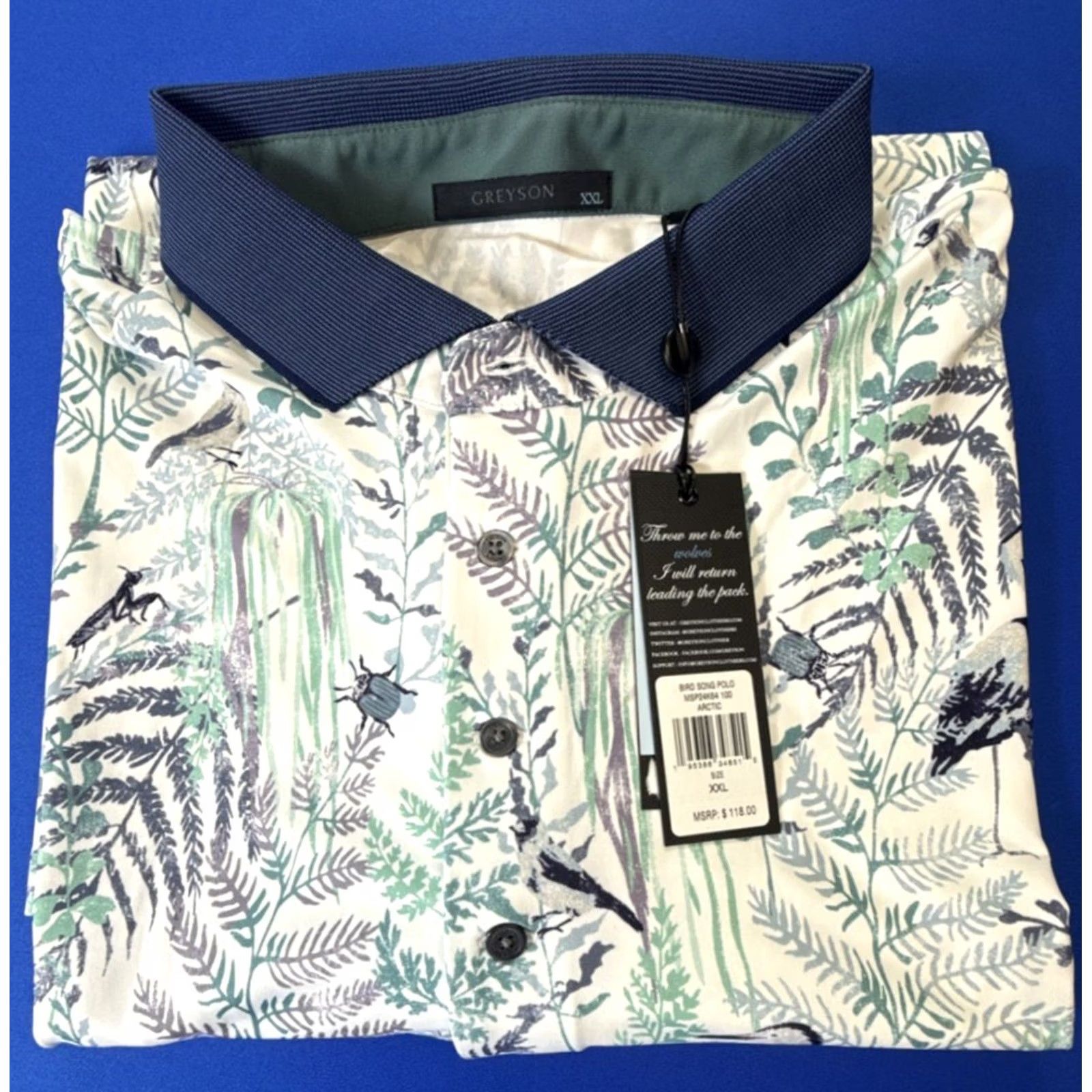 Vintage Greyson Bird Song Polo Arctic Mens 2XL Short Sleeve Button Collared Performance Stretch Wicking Golf Polo Mens Size US XXL / EU 58 / 5 - 2 Thumbnail
