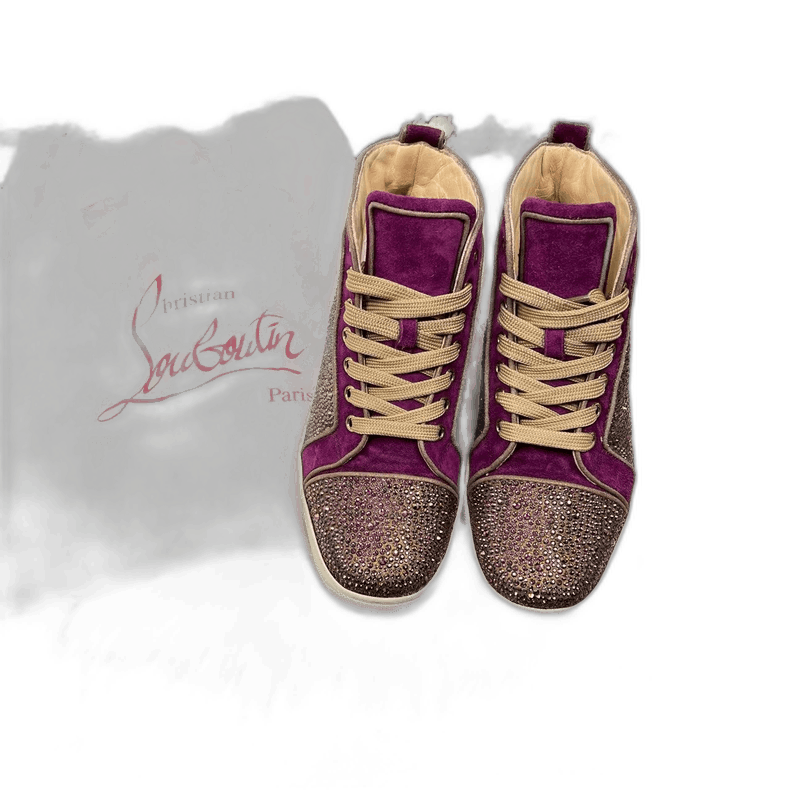 Christian Louboutin Christian Louboutin Purple Suede Crystal Sneakers Size US 7 / IT 37 - 1 Thumbnail