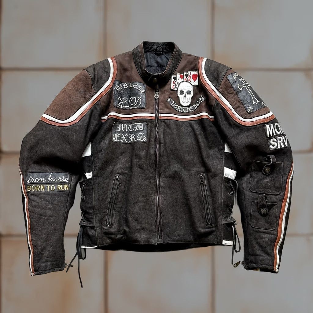 Vintage VINTAGE Unbranded JACKET Leather Biker Racing MEN'S SIZE M Adult Size US M / EU 48-50 / 2 - 1 Thumbnail